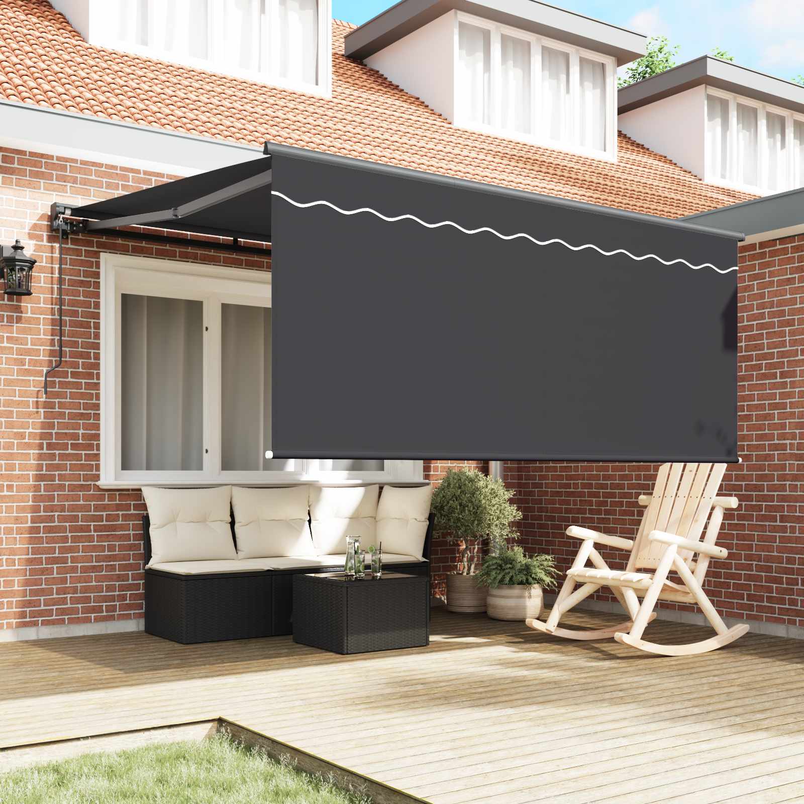Tenda retrattile Antracite 300 x 250 cm Poliestere e Alluminio