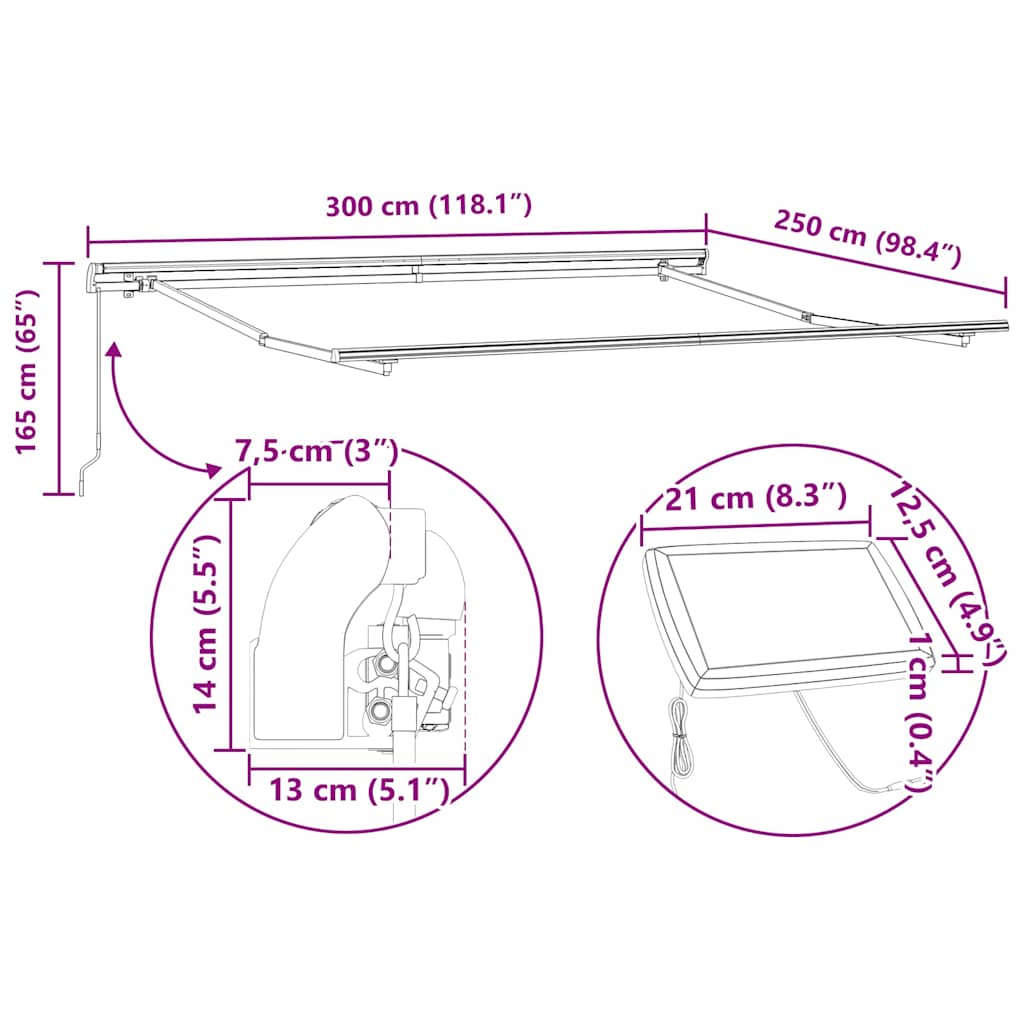 Tenda retrattile arancione e marrone 300 x 250 cm