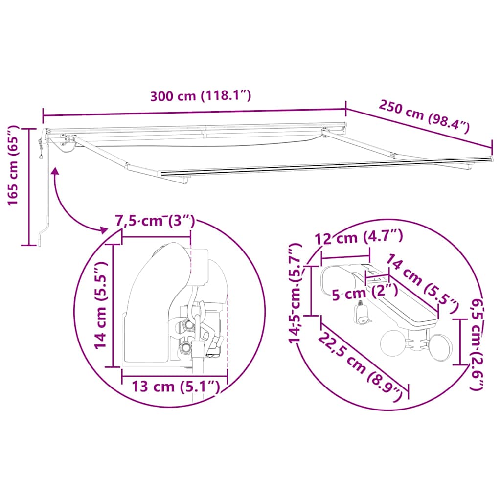 Tenda retrattile Arancione e Marrone 300 x 250 cm Poliestere