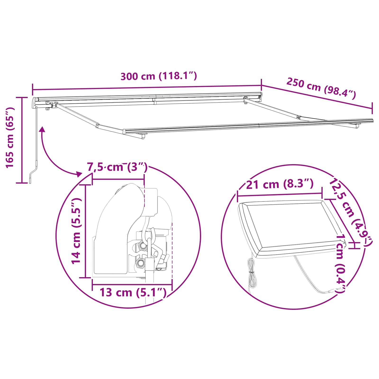 Tenda retrattile arancione e marrone 300 x 250 cm