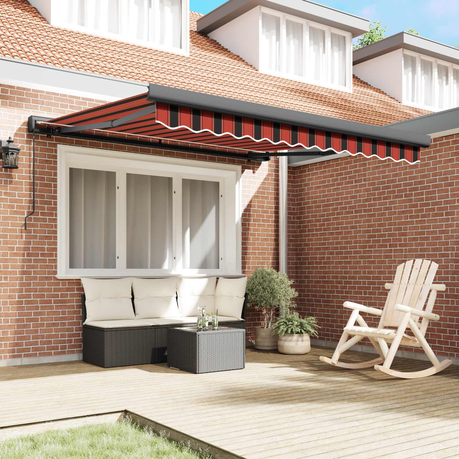 Tenda retrattile Rosso e Nero 300 x 250 cm Tela e Alluminio