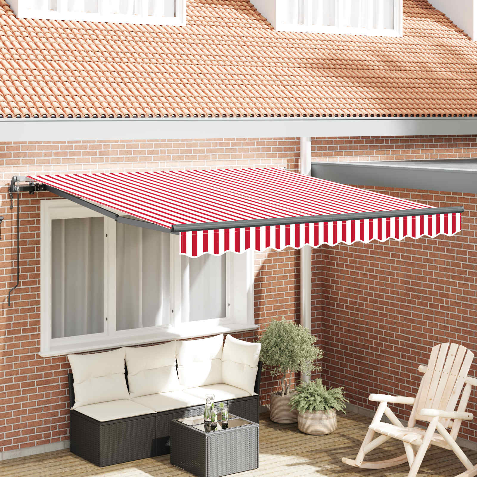 Tenda retrattile Rosso e Bianco 300 x 250 cm
