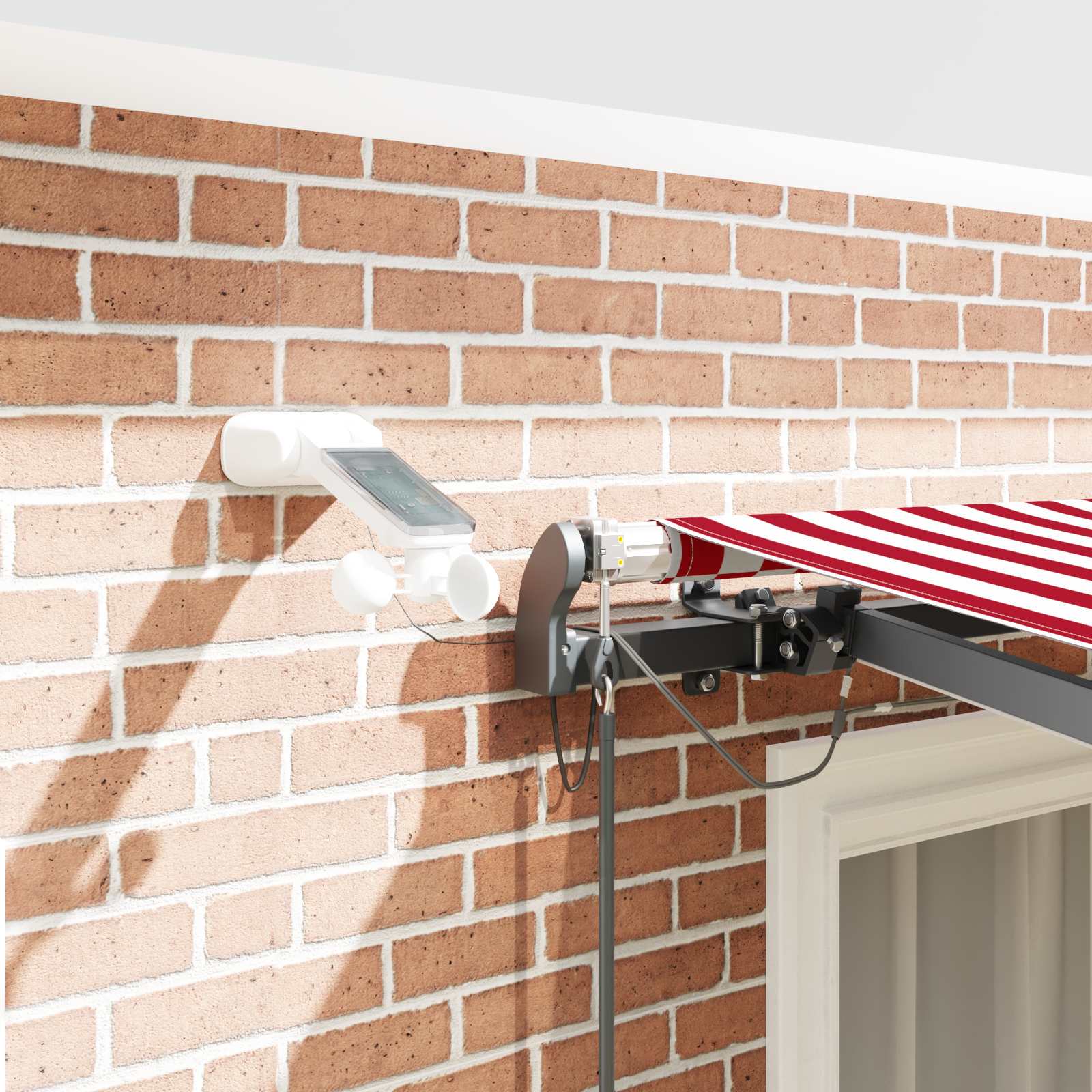 Tenda retrattile Rosso e Bianco 300 x 250 cm Poliestere