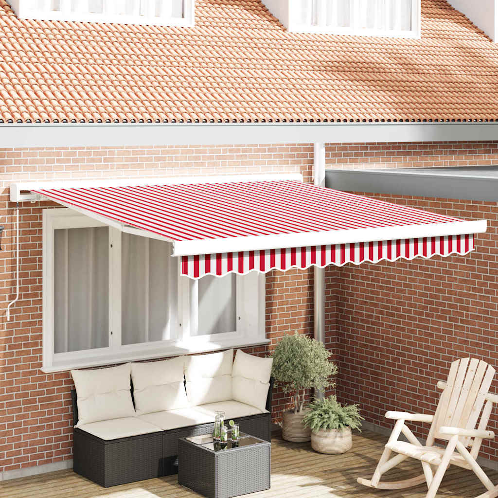 Tenda retrattile Rosso e Bianco 300 x 250 cm Tela e Alluminio