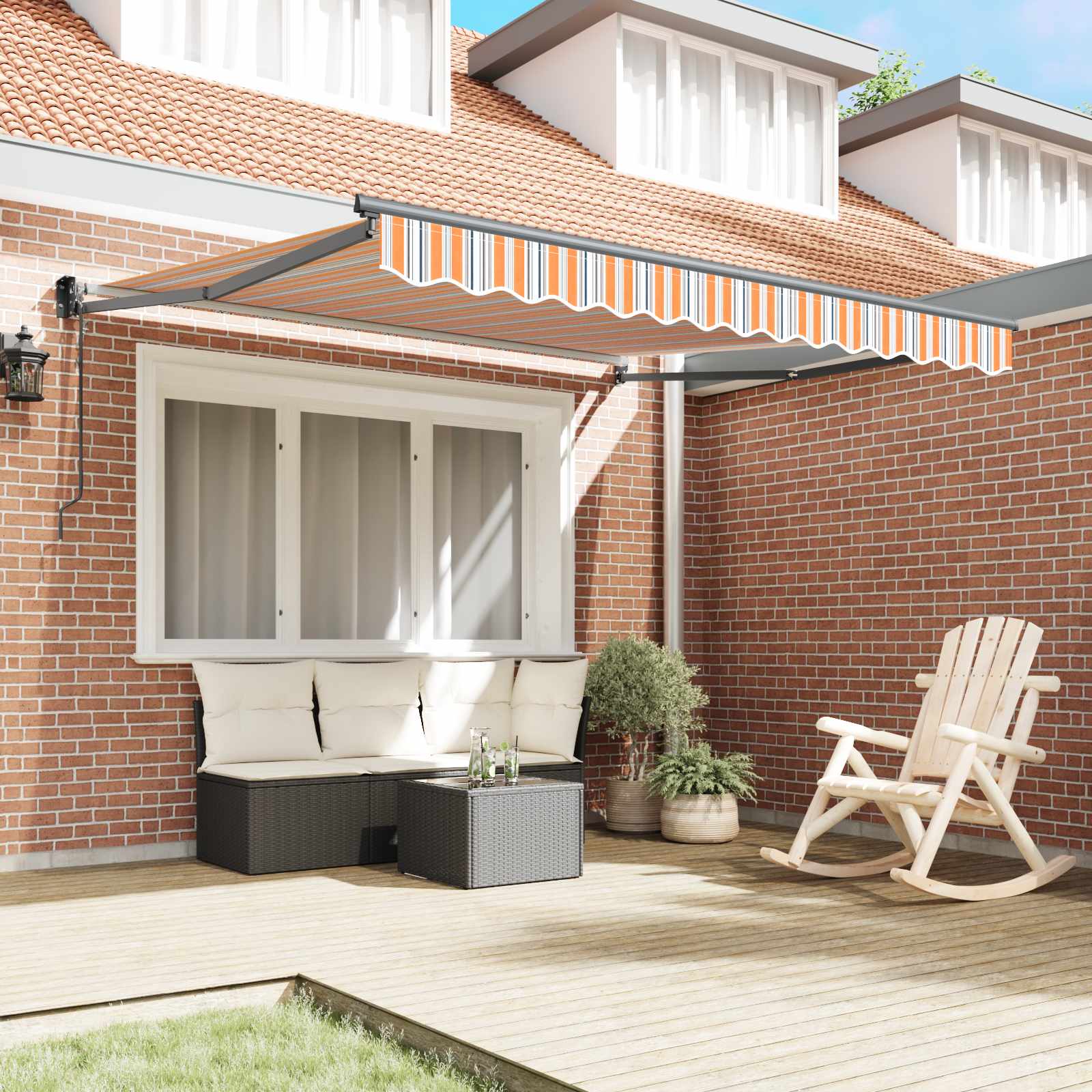 Tenda retrattile Multicolore 300 x 250 cm Poliestere e Metallo