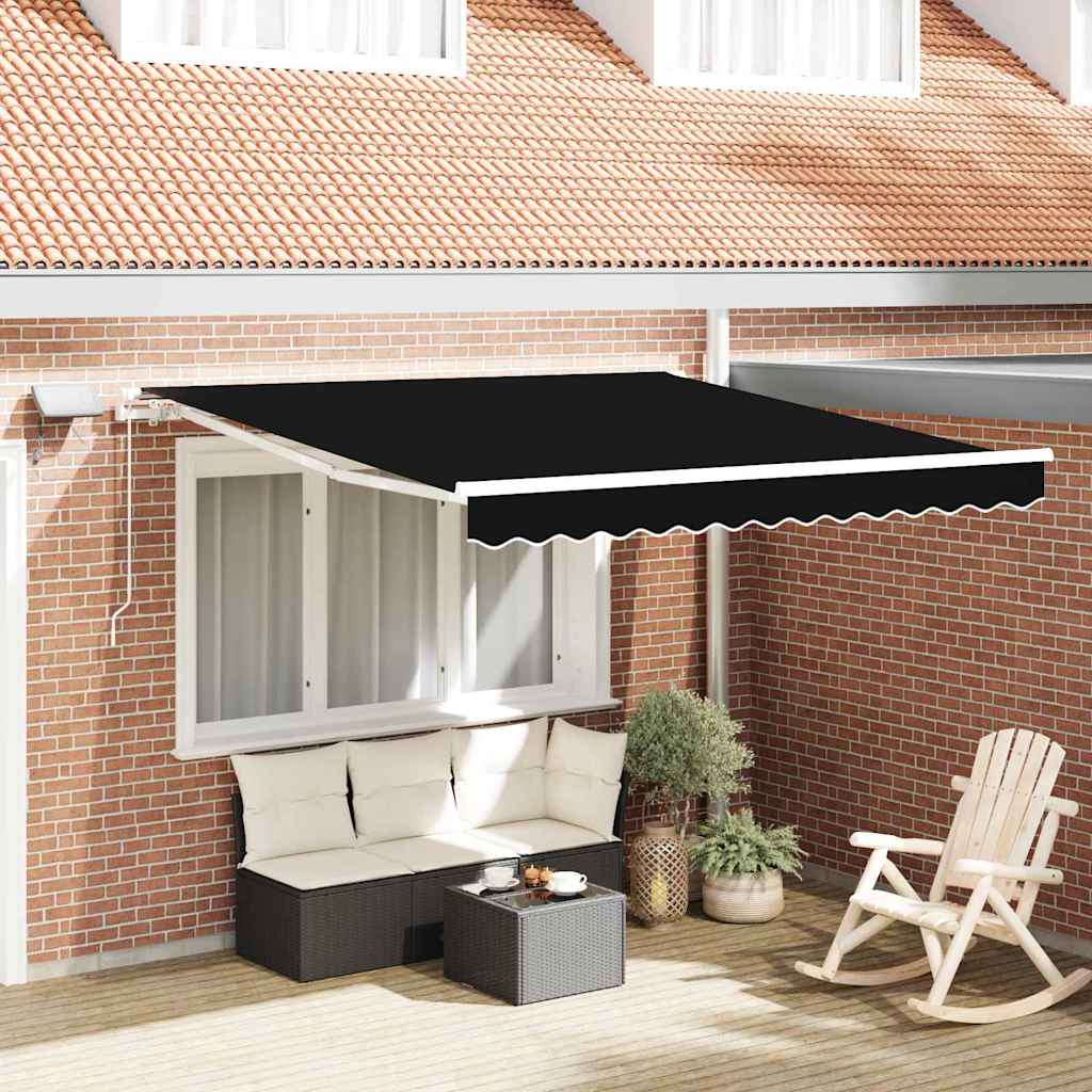 Tenda retrattile Nero 300 x 250 cm Tessuto e Alluminio