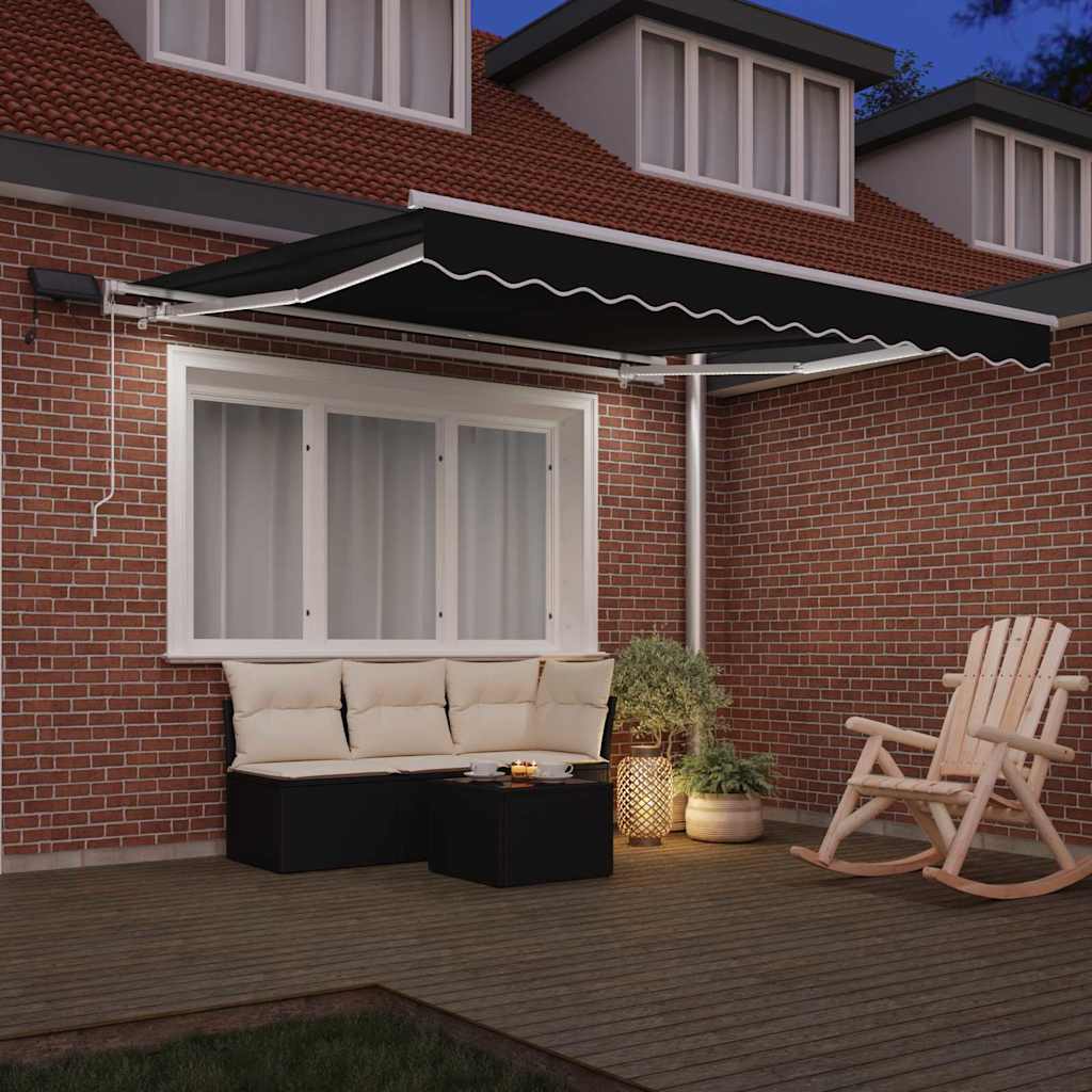 Tenda retrattile Nero 300 x 250 cm Tessuto e Alluminio