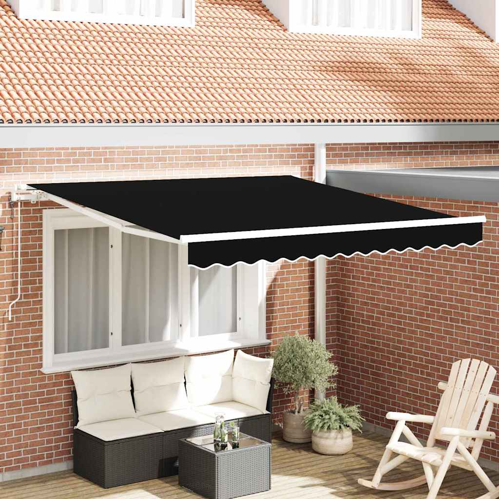 Tenda retrattile Nero 300 x 250 cm Tessuto e Alluminio