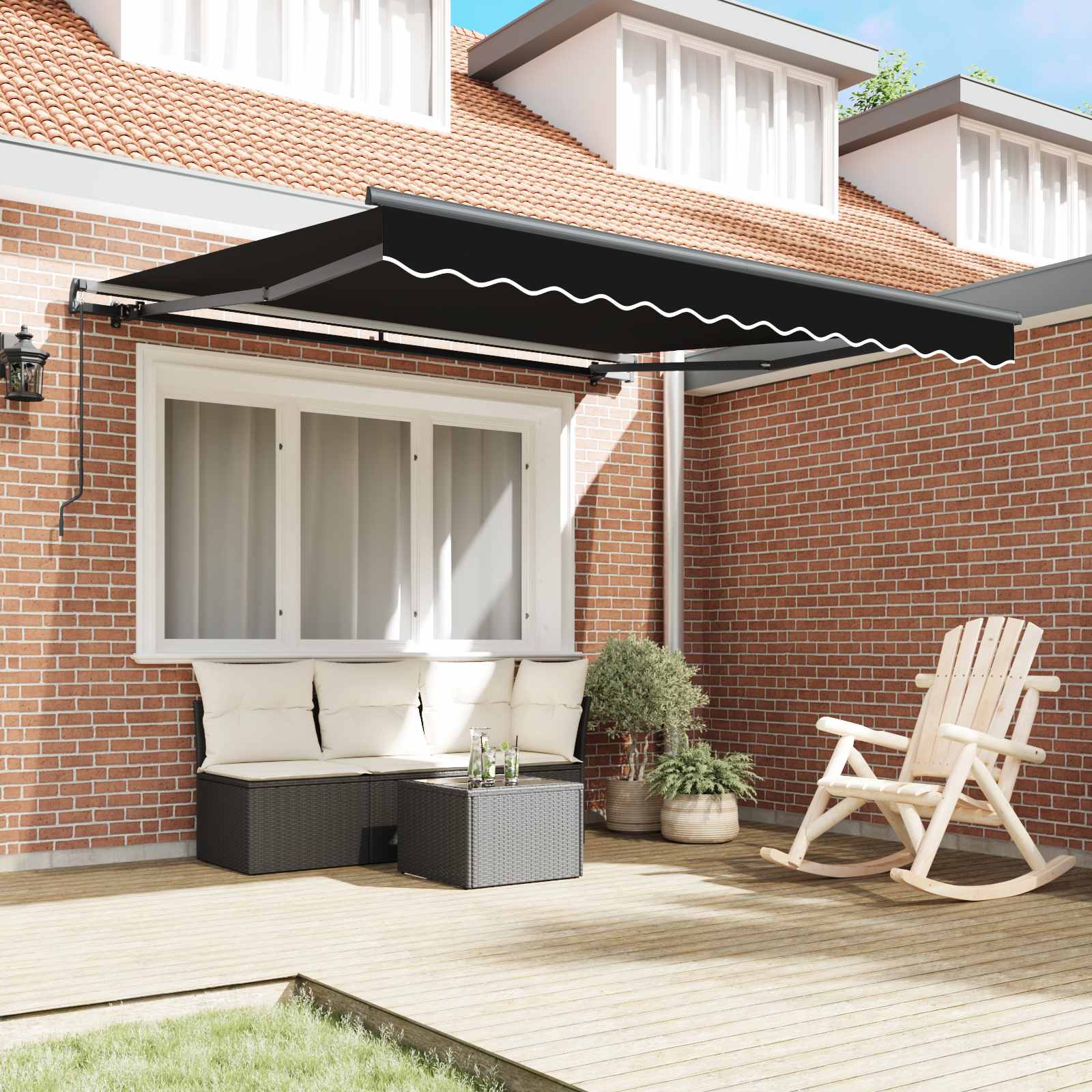 Tenda retrattile Nero 300 x 250 cm Poliestere e Alluminio