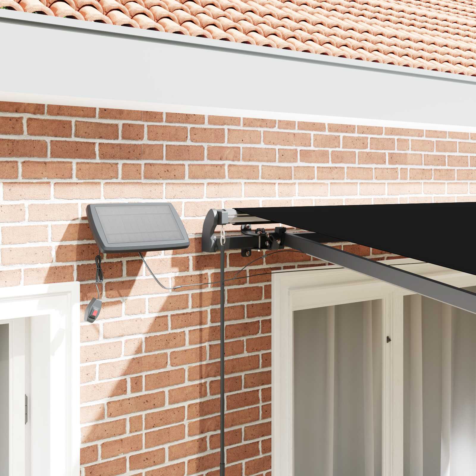 Tenda retrattile Nero 300 x 250 cm Tessuto e Alluminio