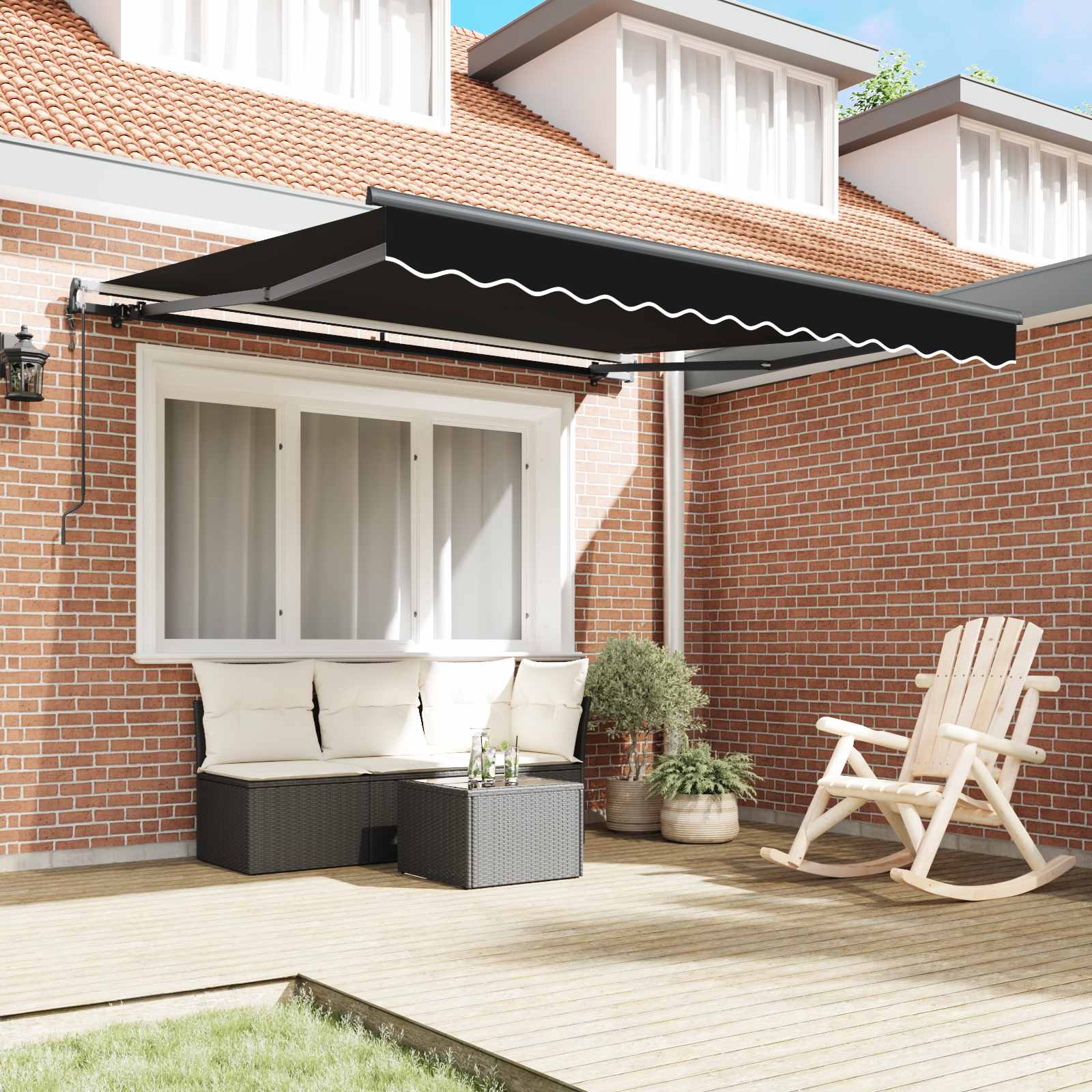 Tenda retrattile Nero 300 x 250 cm Tessuto e Alluminio
