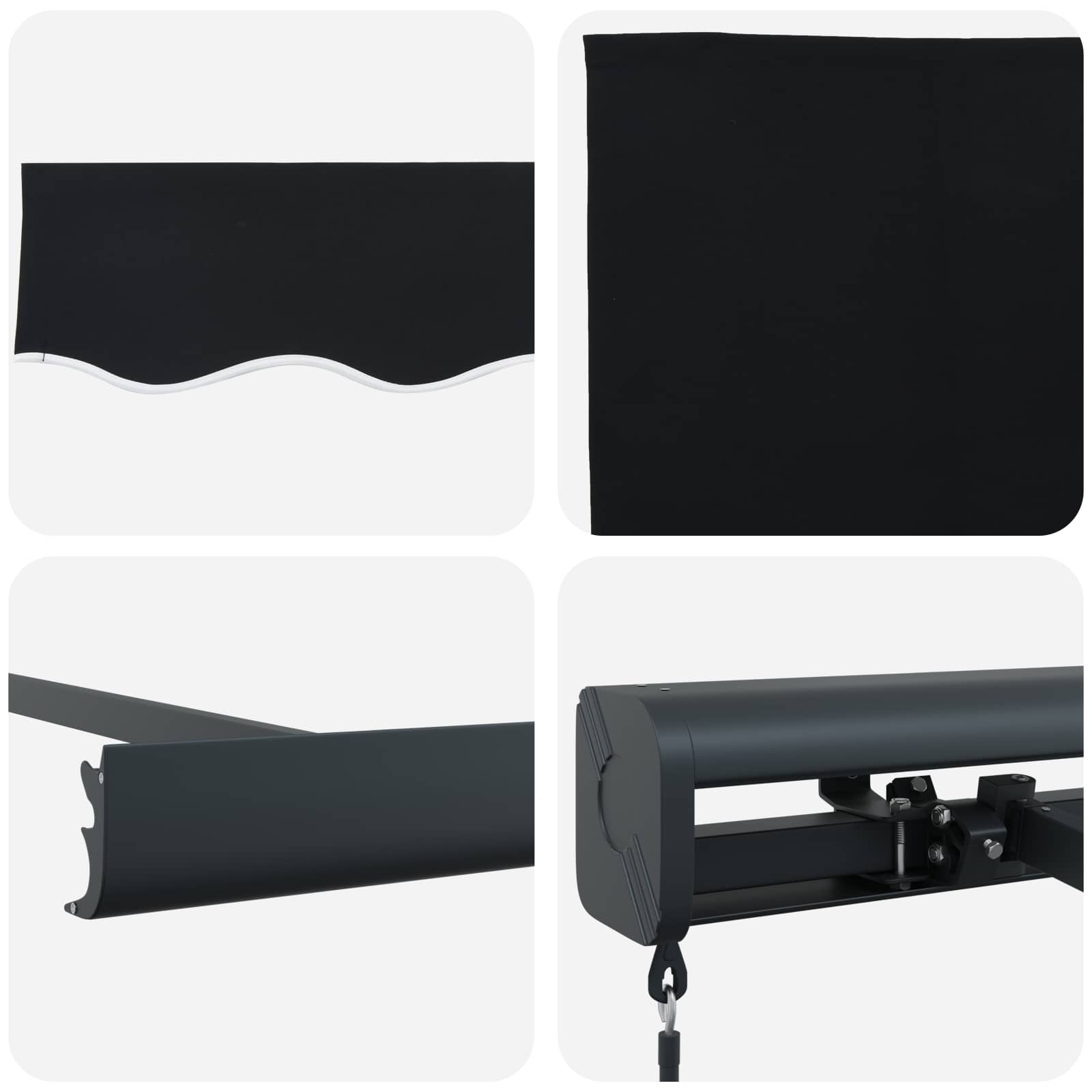 Tenda retrattile Nero 300 x 250 cm Tela e Alluminio