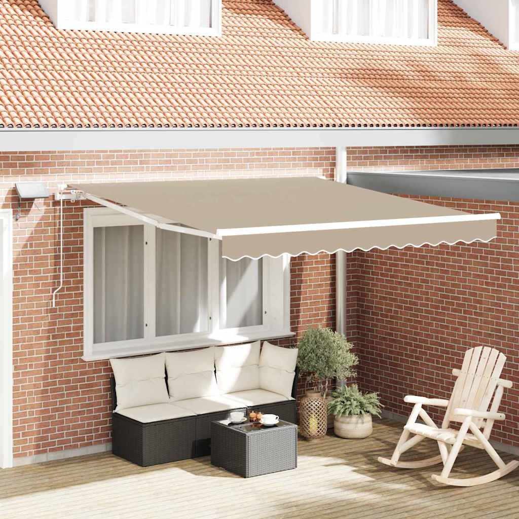 Tenda retrattile Beige 300 x 250 cm Tessuto e Alluminio