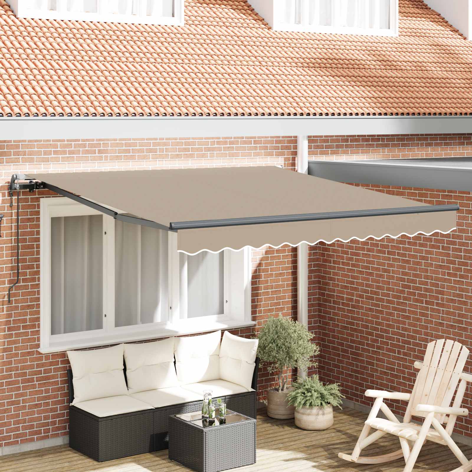Tenda retrattile Beige 300 x 250 cm Tessuto e Alluminio