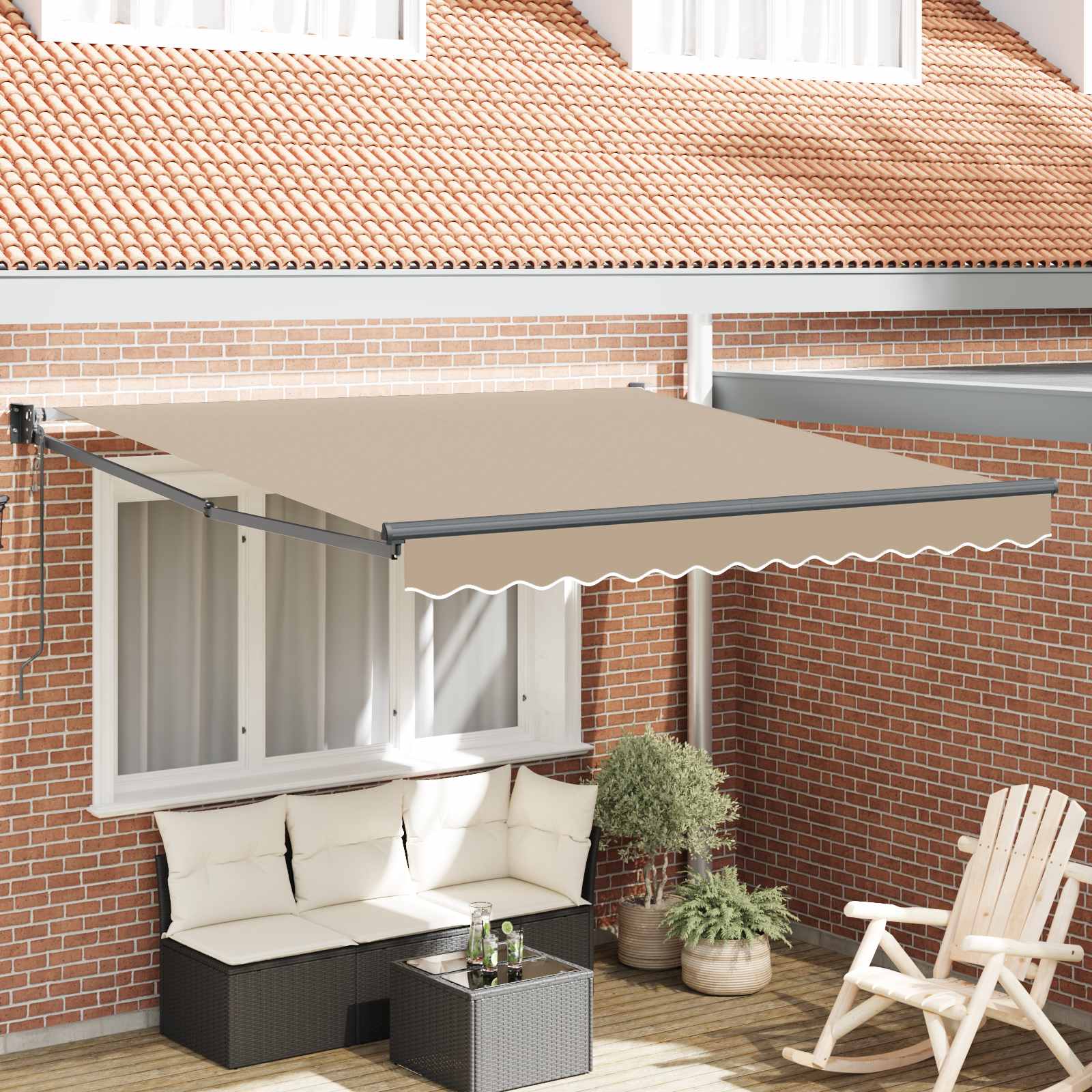 Tenda retrattile Beige 300 x 250 x 165 cm Poliestere e Metallo