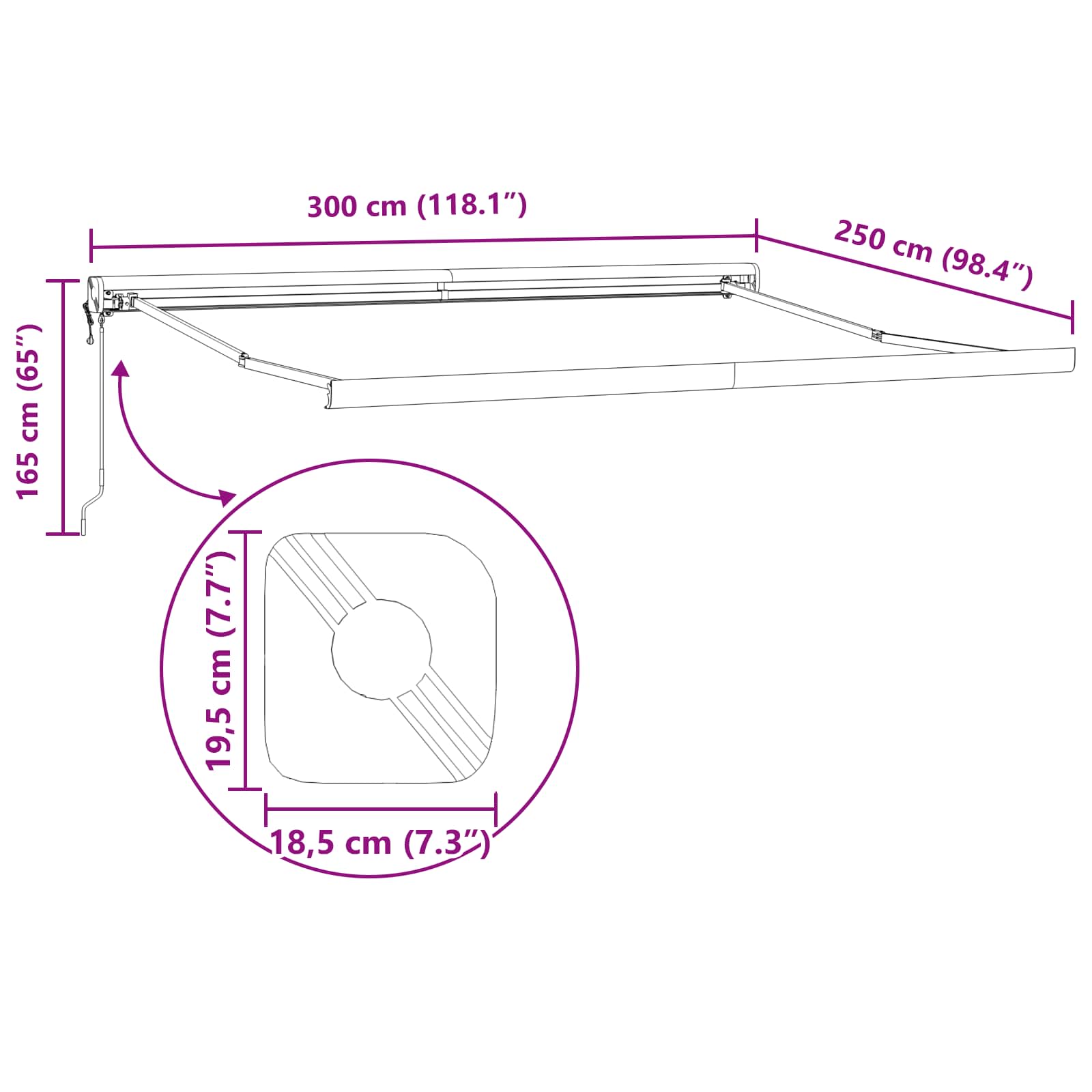 Tenda retrattile Beige 300 x 250 x 165 cm Tessuto e Metallo
