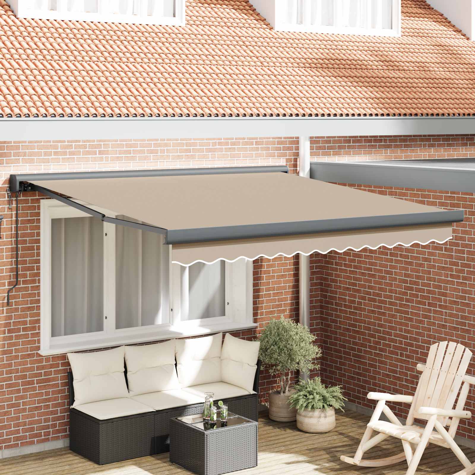 Tenda retrattile Beige 300 x 250 cm Tessuto e Metallo