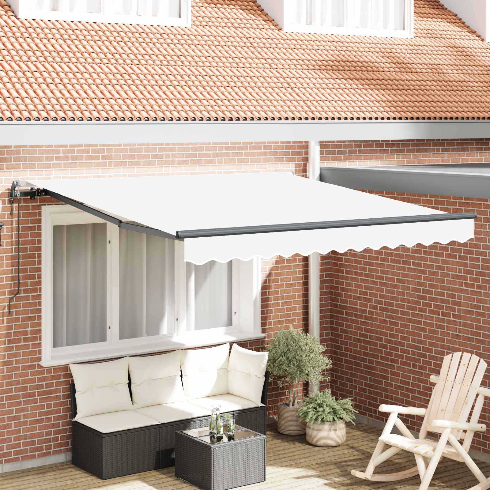 Tenda retrattile Bianco 300 x 250 cm Tessuto e Alluminio
