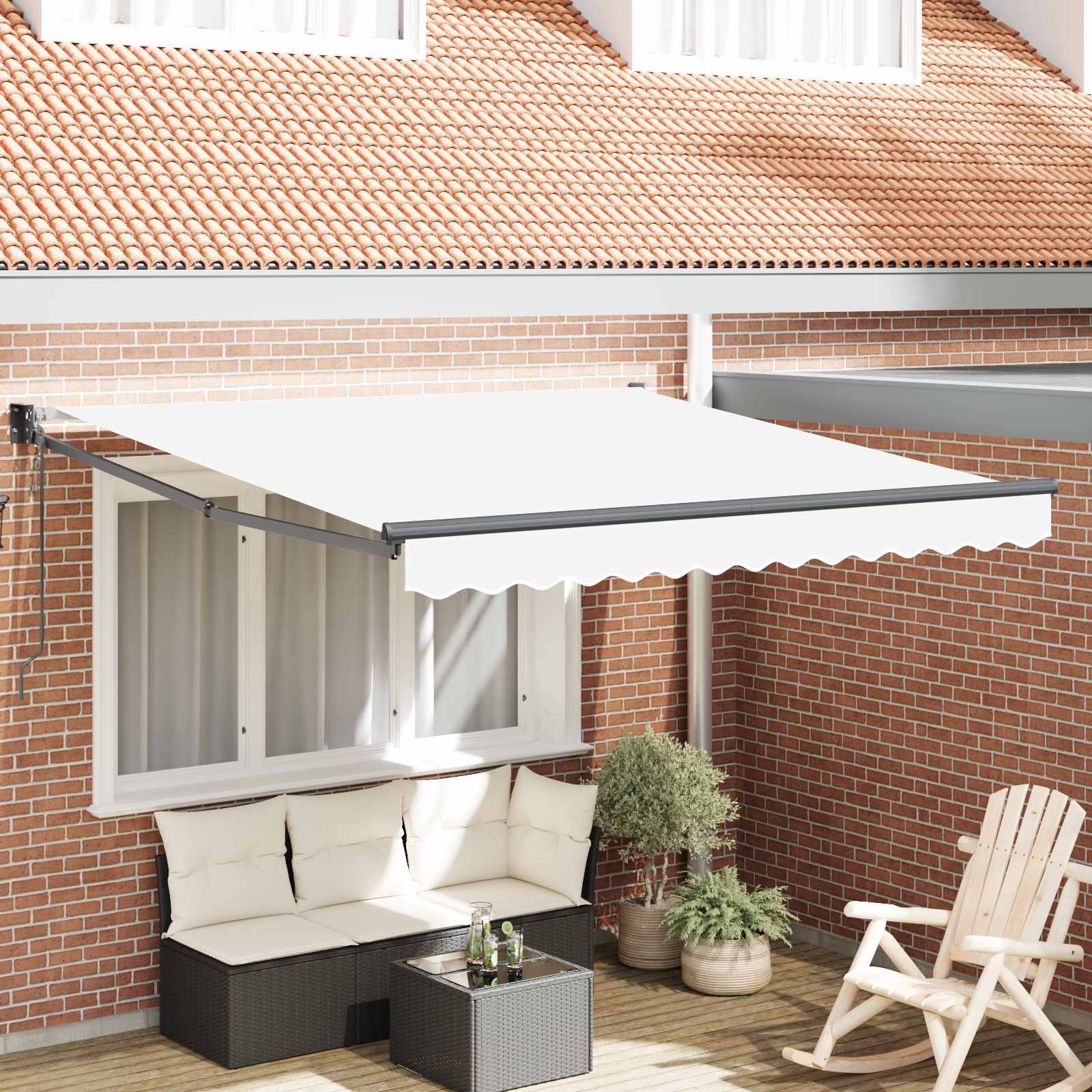 Tenda retrattile Bianco 300 x 250 x 165 cm Poliestere e Metallo