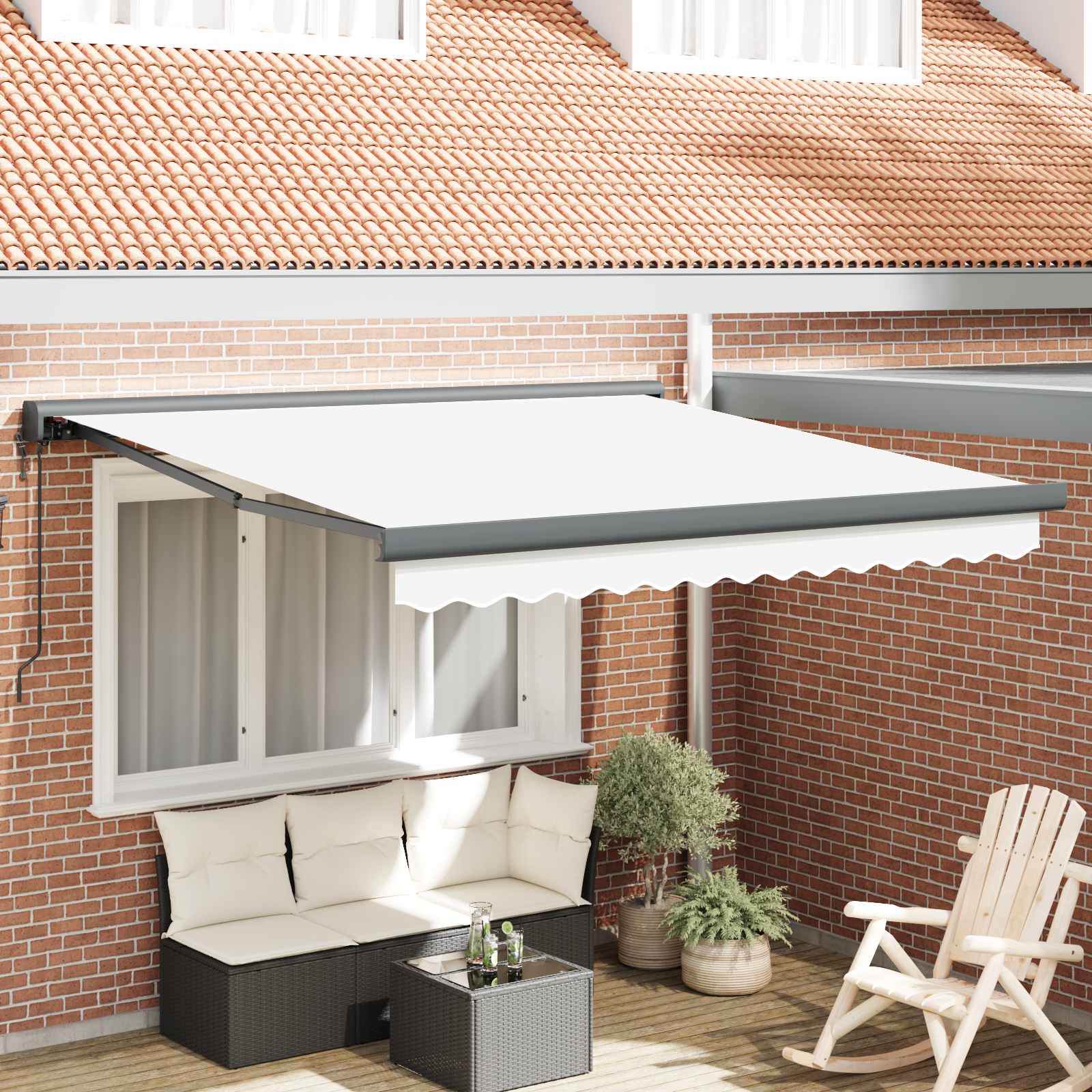 Tenda retrattile Bianco 300 x 250 x 165 cm Tessuto e Metallo