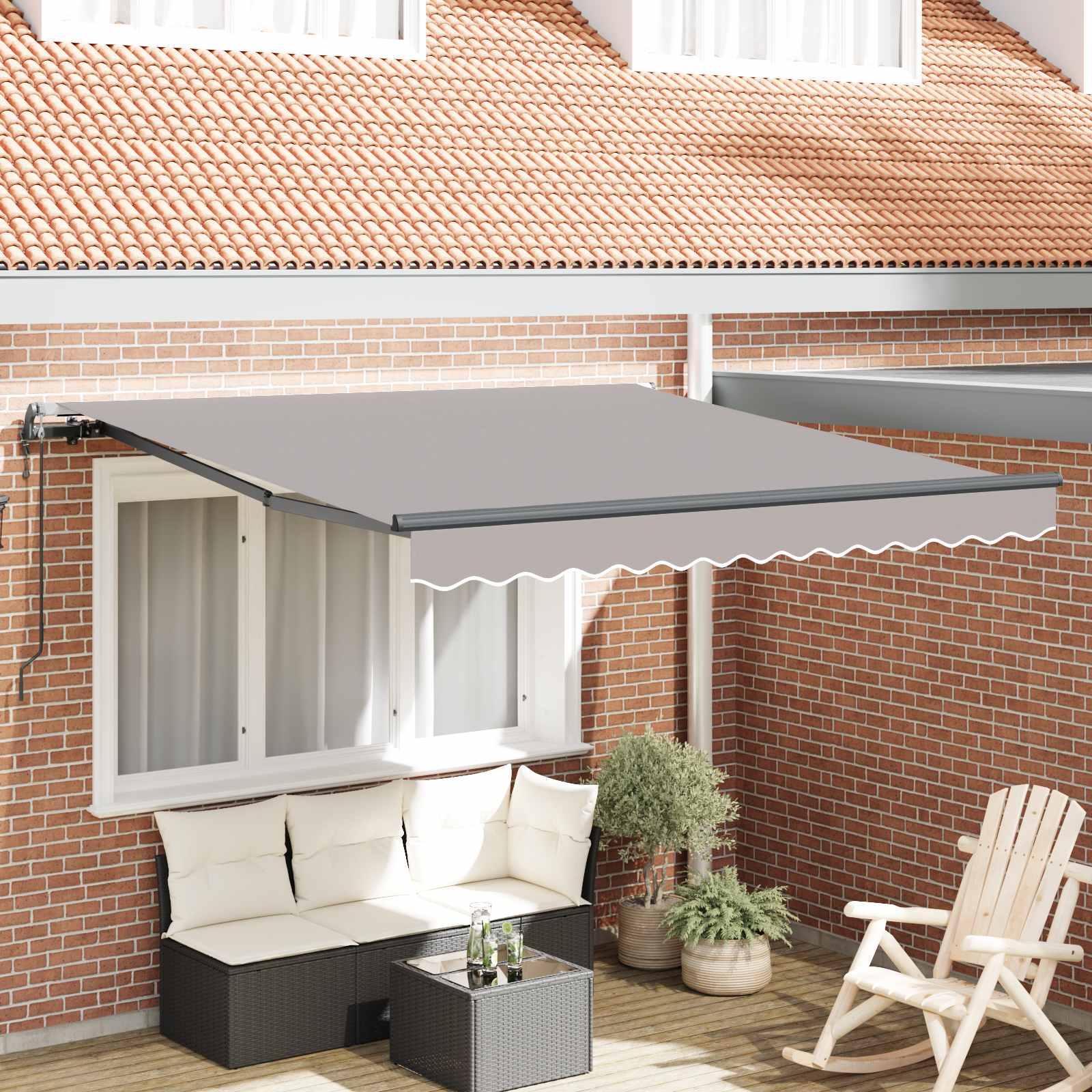 Tenda retrattile Grigio Chiaro 300 x 250 cm Tessuto e Alluminio