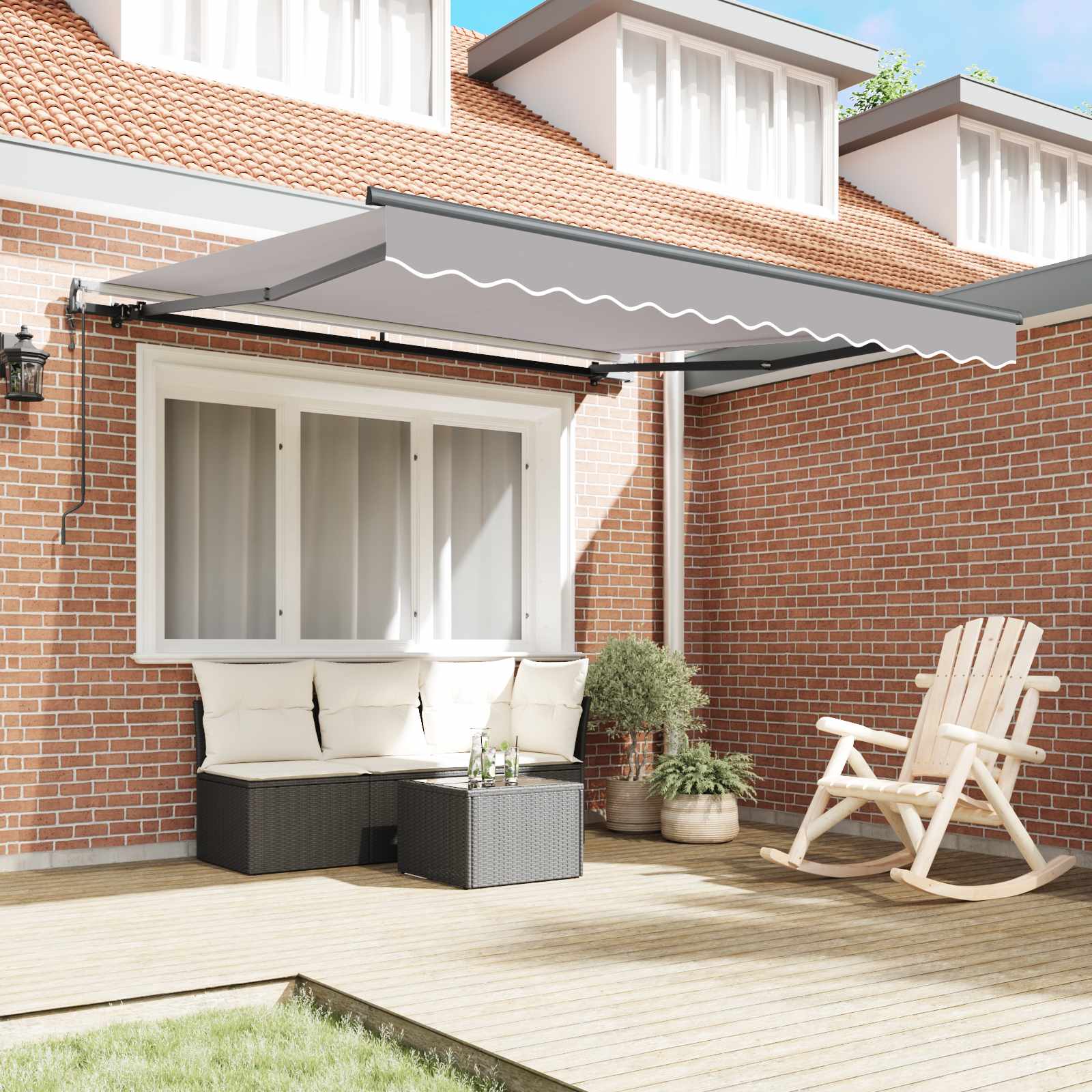Tenda retrattile Grigio Chiaro 300 x 250 cm Tessuto e Alluminio