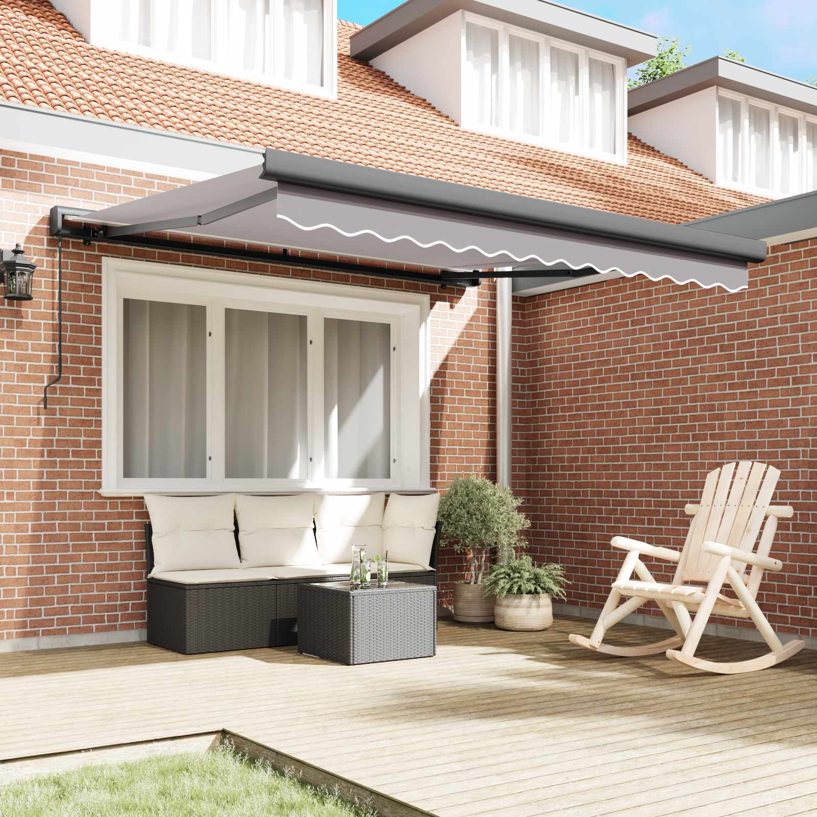 Tenda retrattile Grigio Chiaro 300 x 250 cm Tela e Alluminio