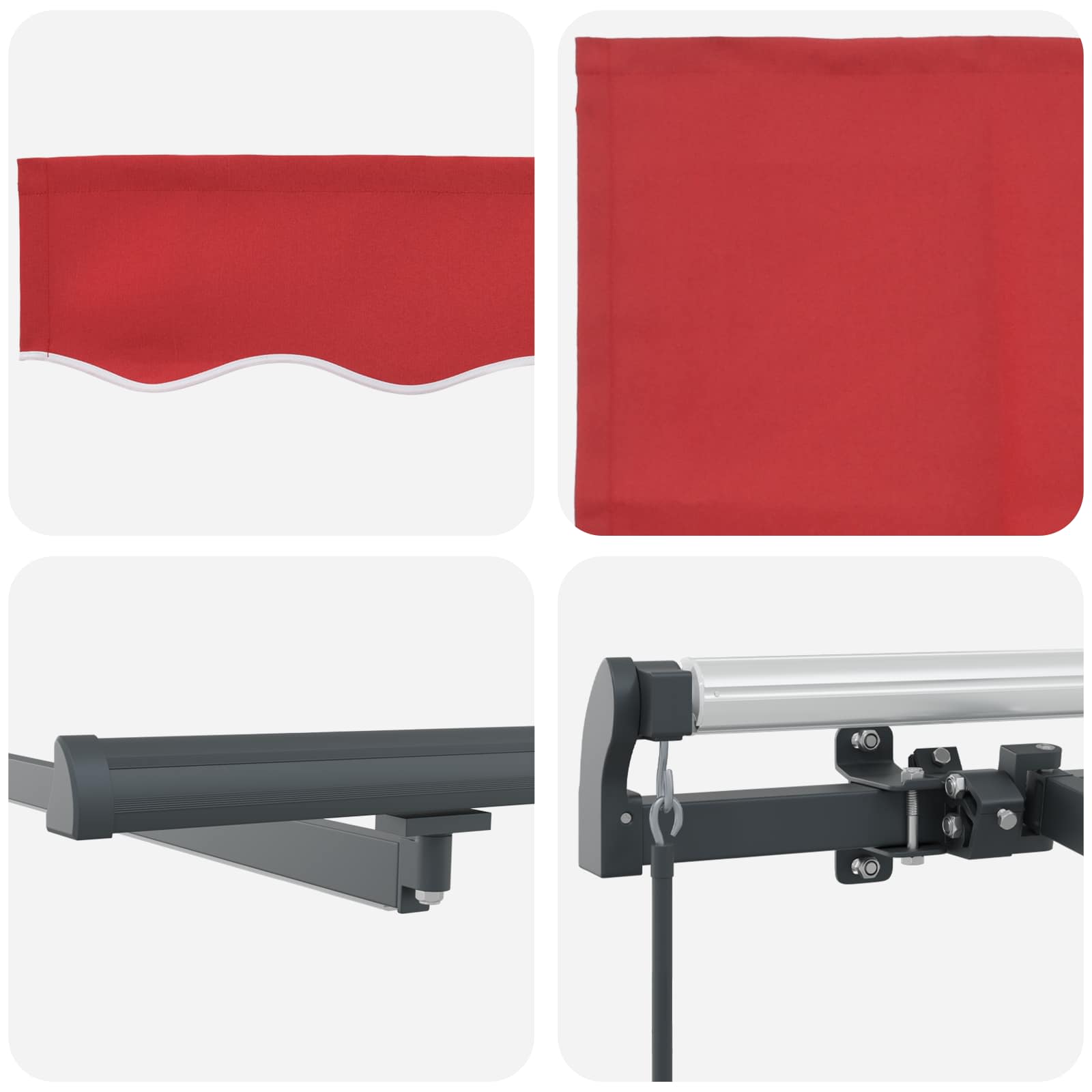 Tenda retrattile Rosso 300 x 250 cm Tessuto e Alluminio