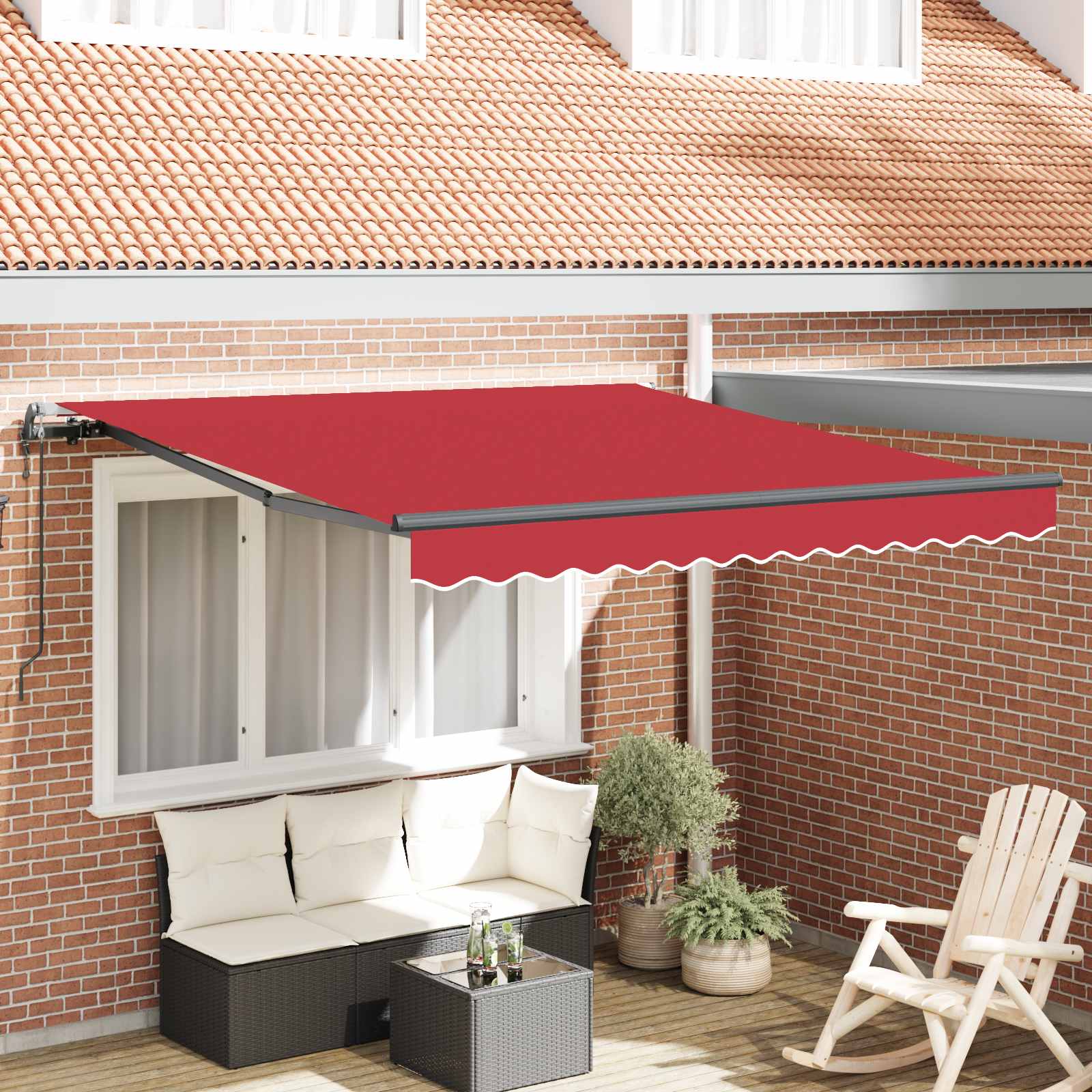 Tenda retrattile Rosso 300 x 250 cm Tessuto e Alluminio