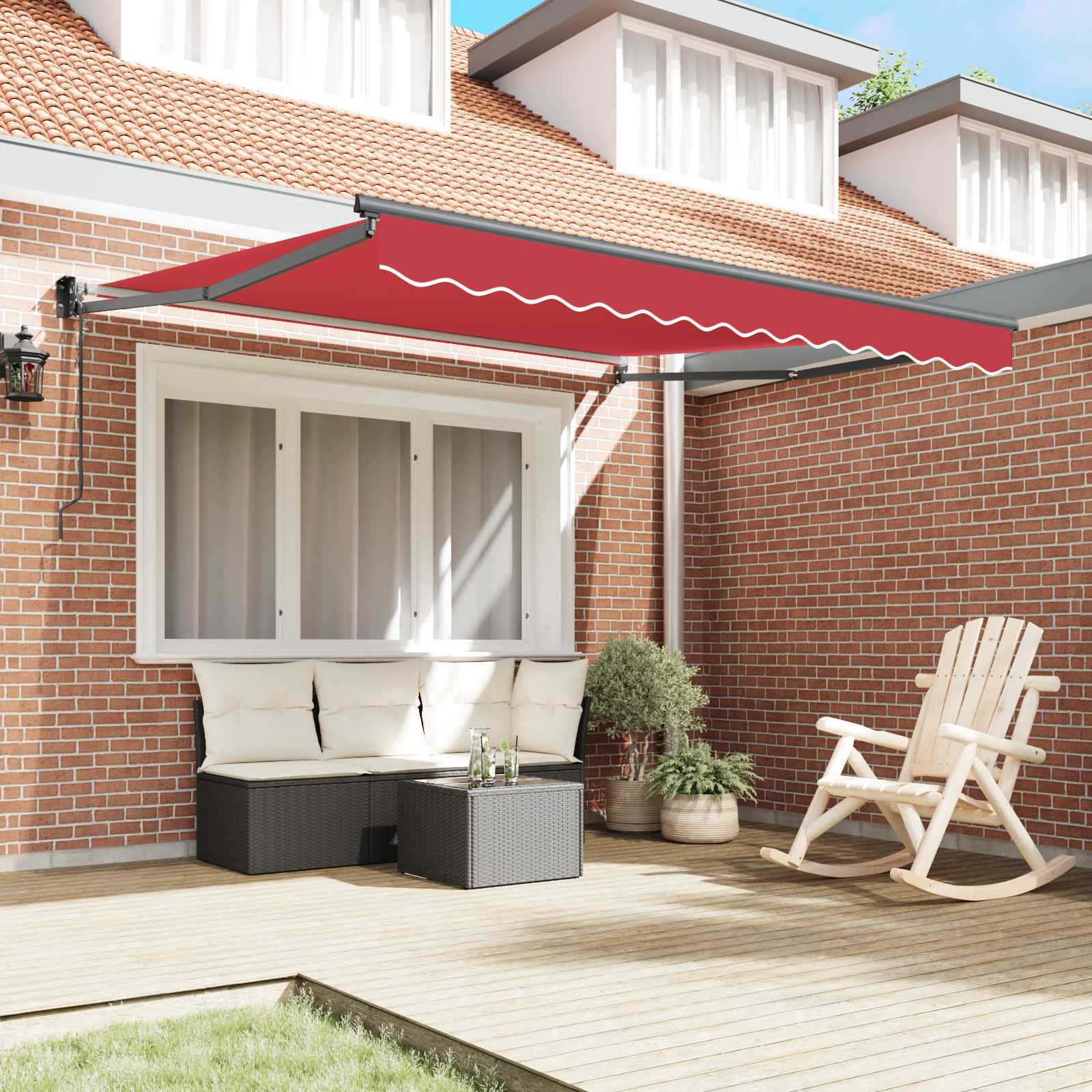 Tenda retrattile Rosso 300 x 250 x 165 cm Poliestere e Metallo