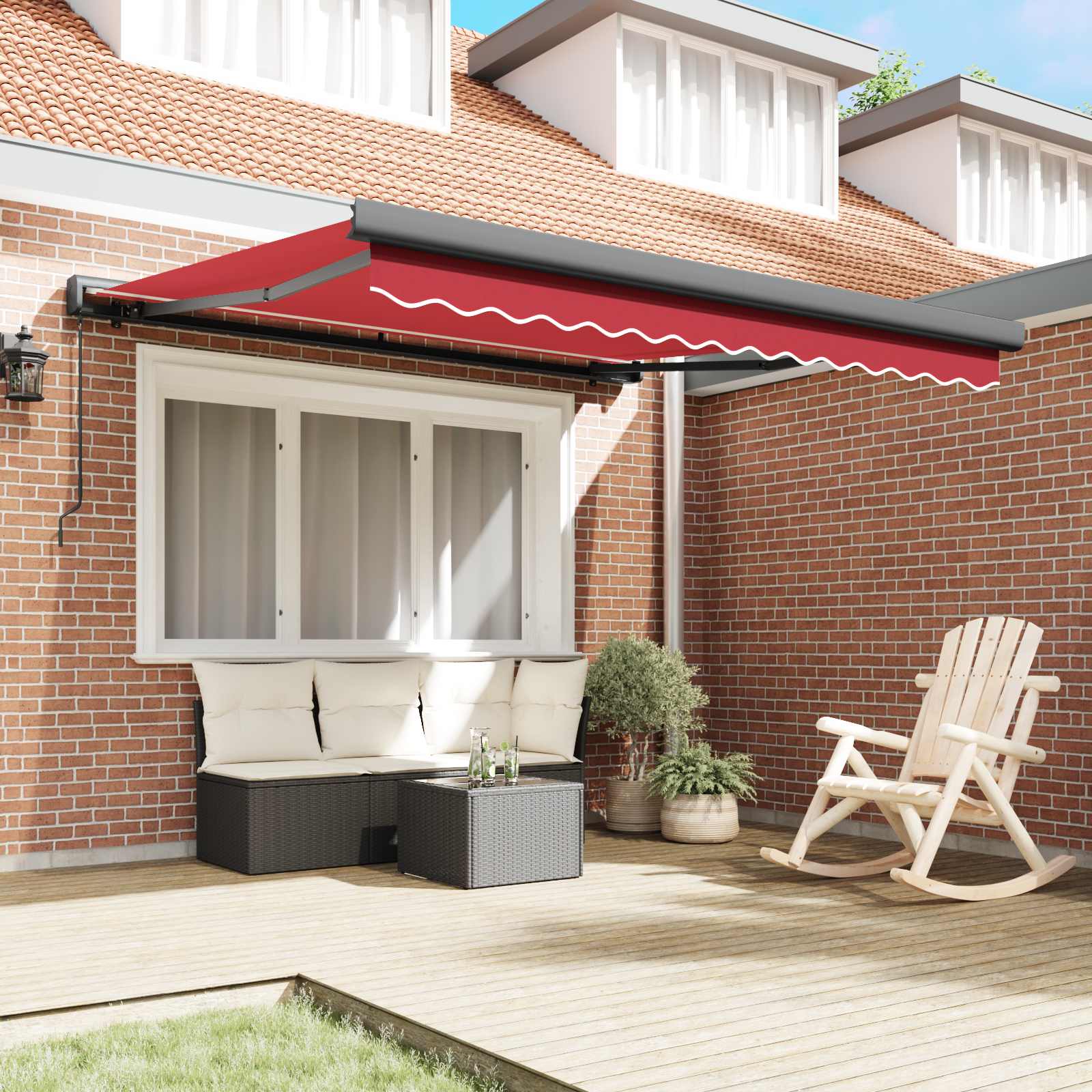 Tenda retrattile Rosso 300 x 250 cm Tela e Alluminio
