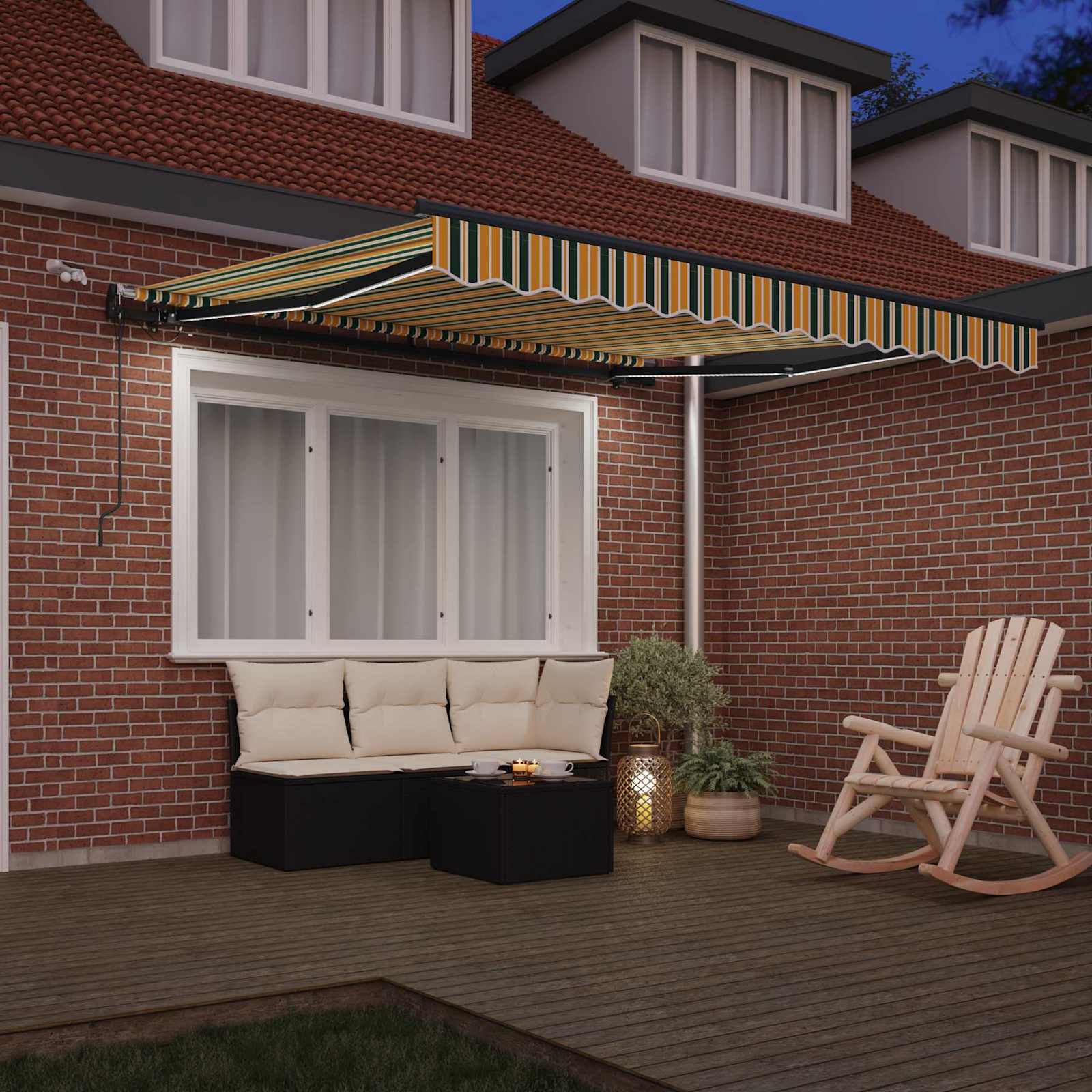 Tenda retrattile Verde e giallo 300 x 250 cm Poliestere