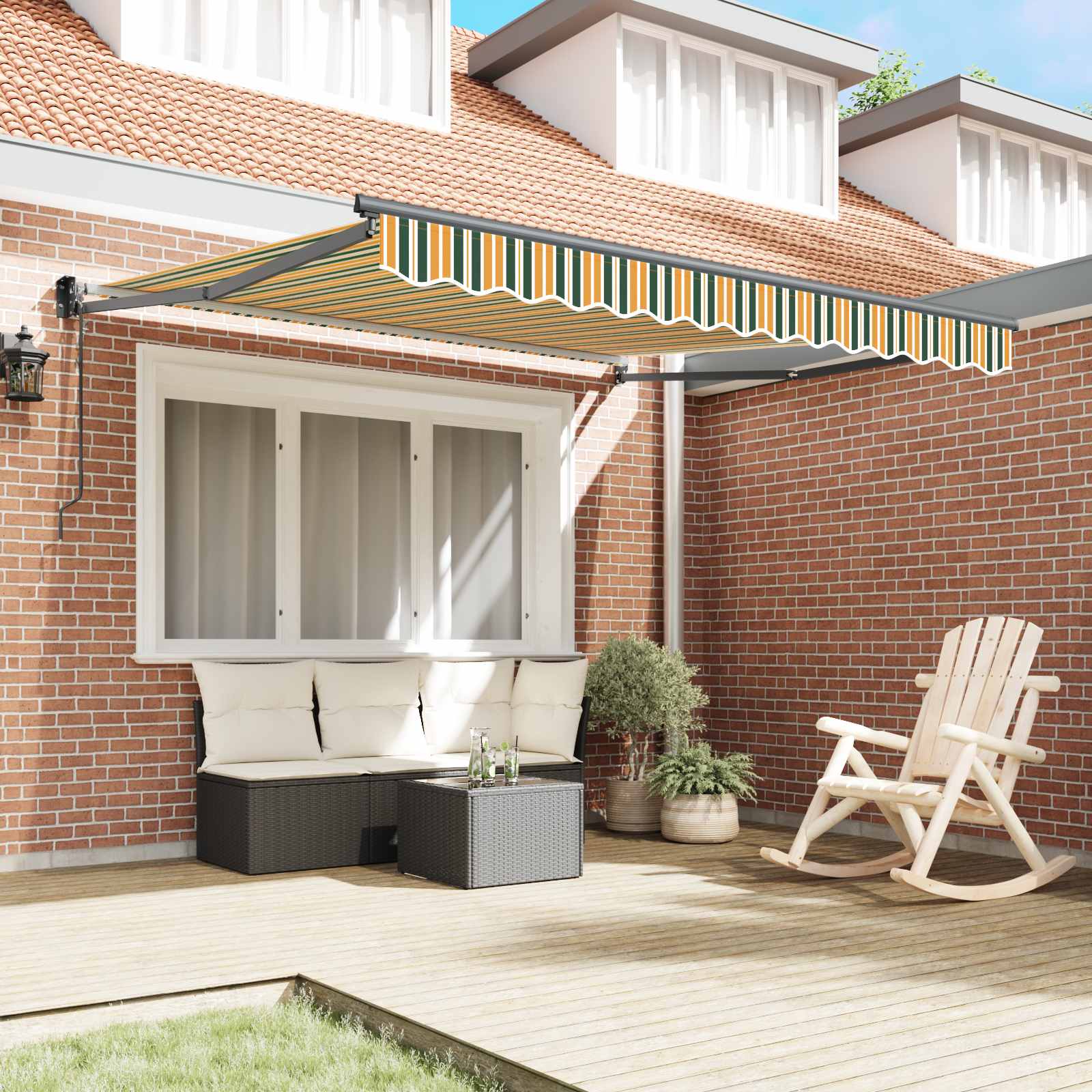 Tenda retrattile Verde e Giallo 300 x 250 x 165 cm