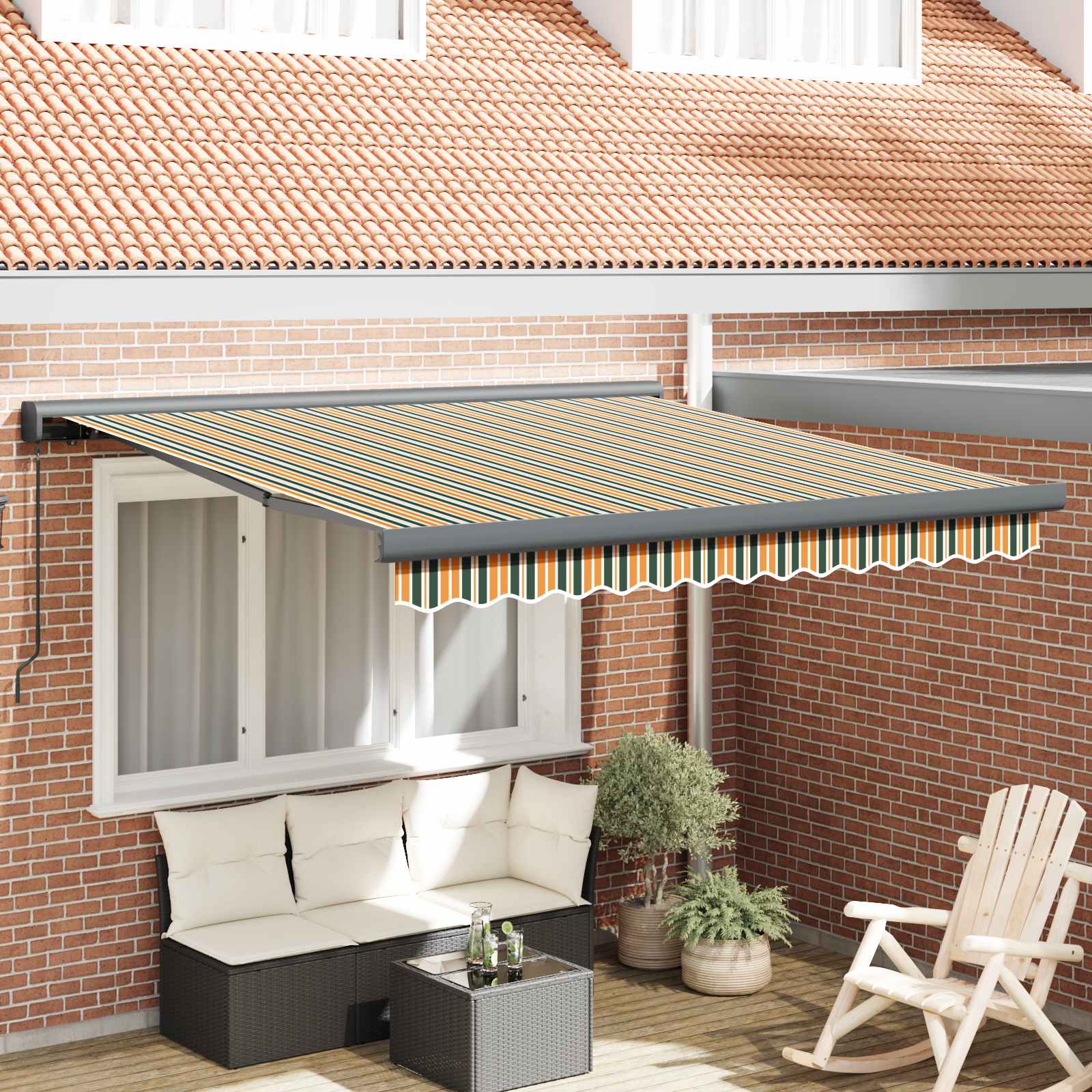 Tenda retrattile Verde e Giallo 300 x 250 cm Tela e Alluminio