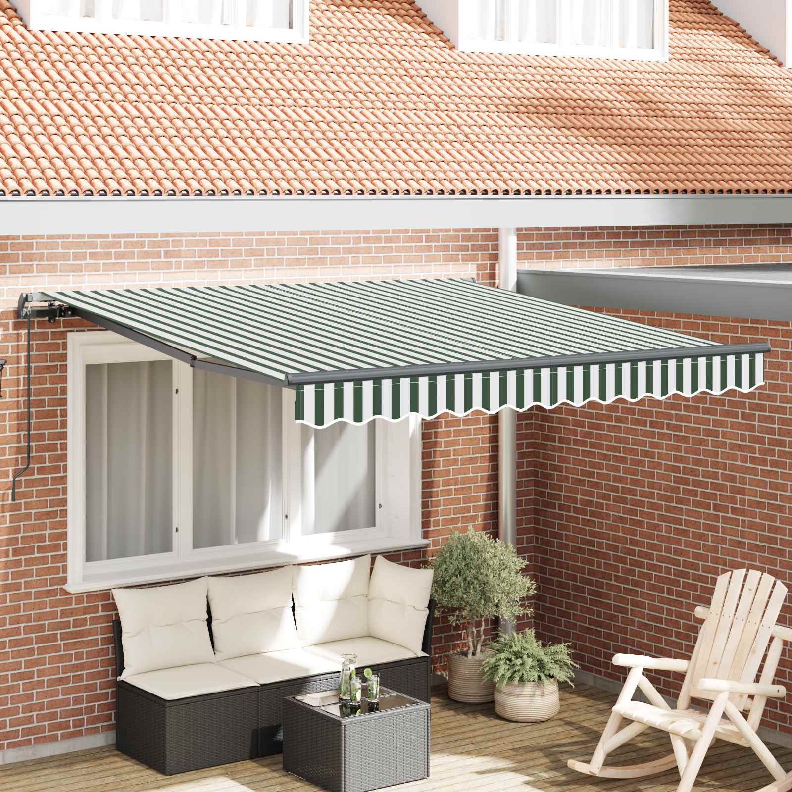 Tenda retrattile Verde e Bianco 300 x 250 cm