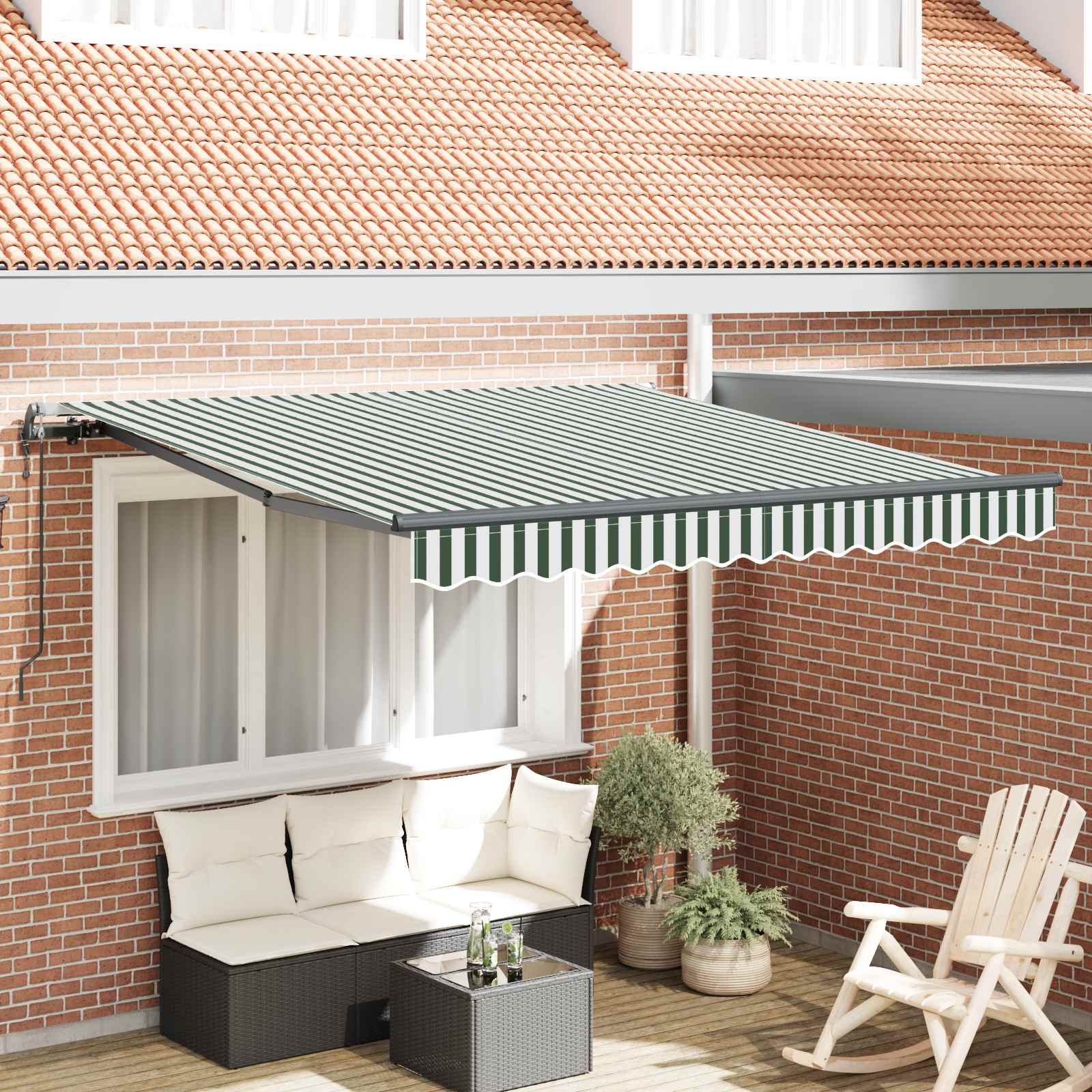 Tenda retrattile Verde e Bianco 300 x 250 cm