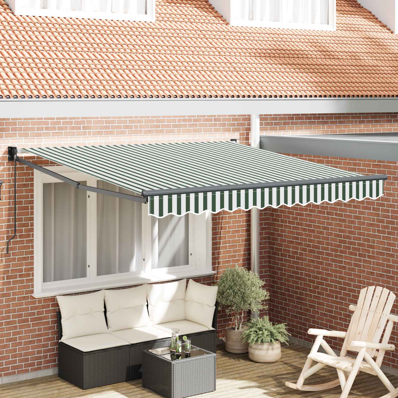 Tenda retrattile Verde e Bianco 300 x 250 x 165 cm