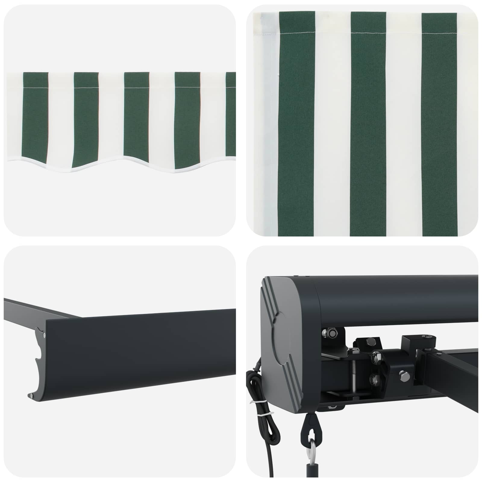 Tenda retrattile Verde e Bianco 300 x 250 x 165 cm