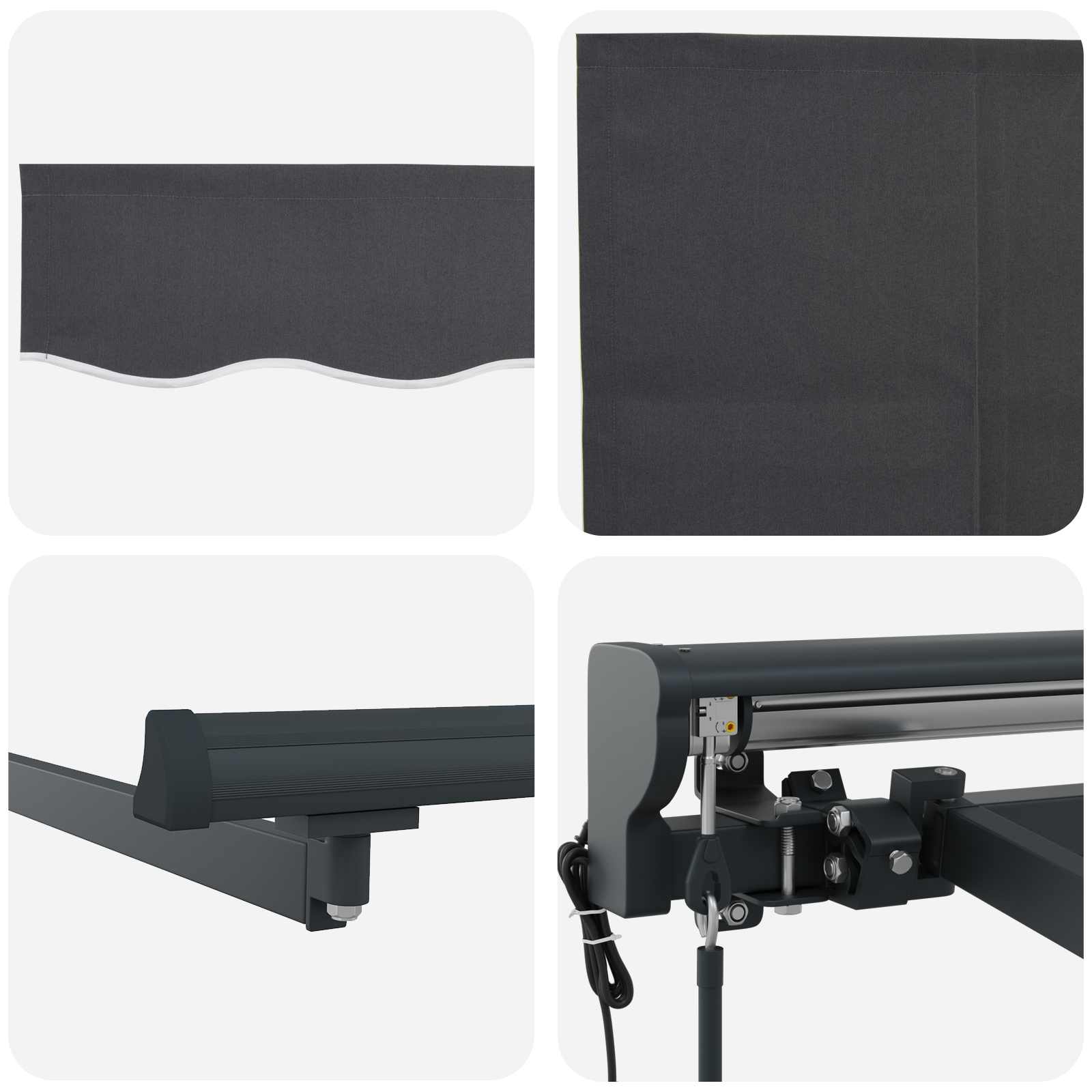 Tenda retrattile Antracite 350 x 250 cm Poliestere e Alluminio