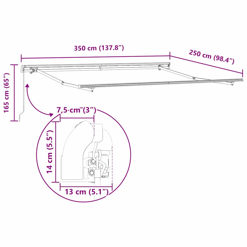 Tenda retrattile Rosso e Nero 350 x 250 x 165 cm
