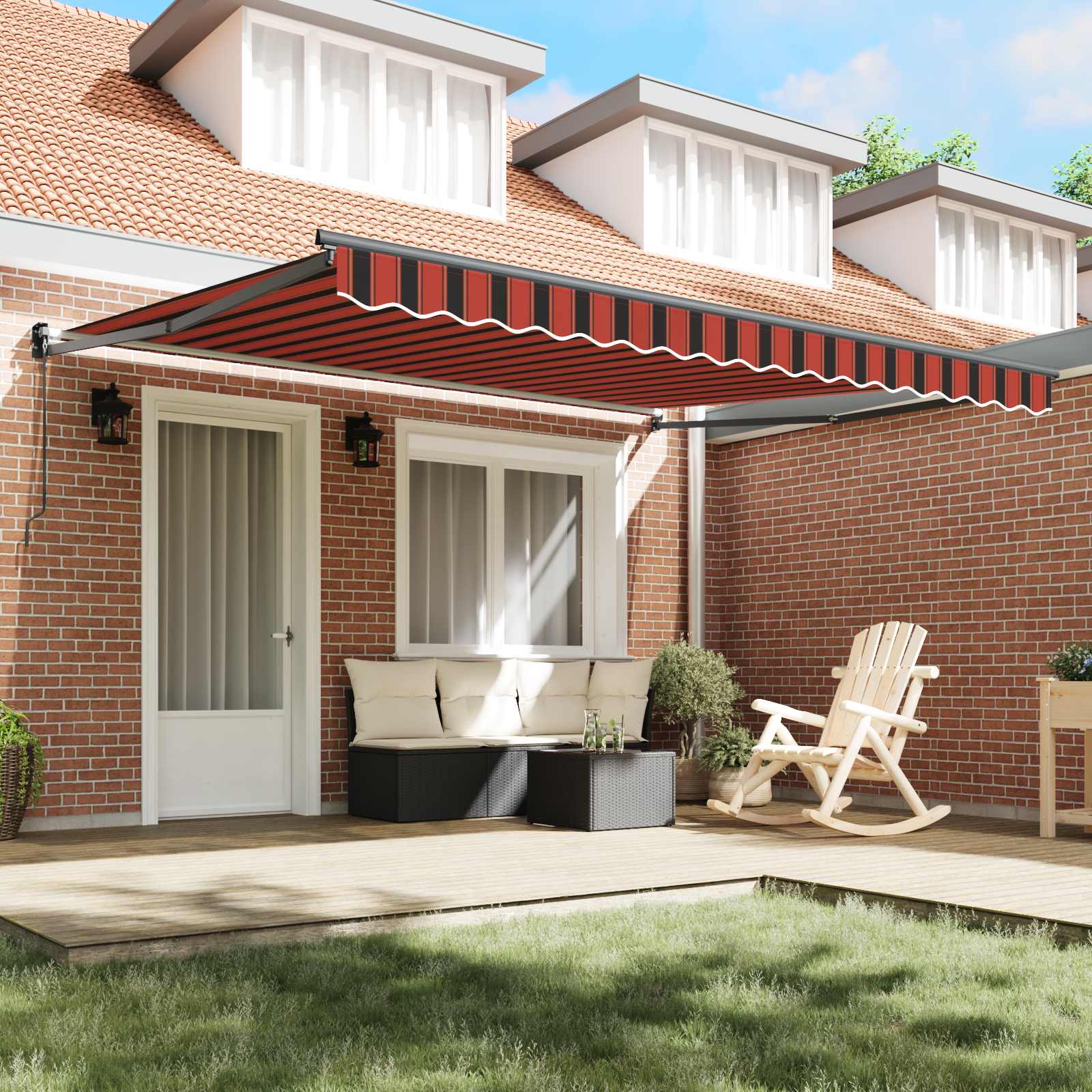 Tenda retrattile arancione e marrone 350 x 250 cm
