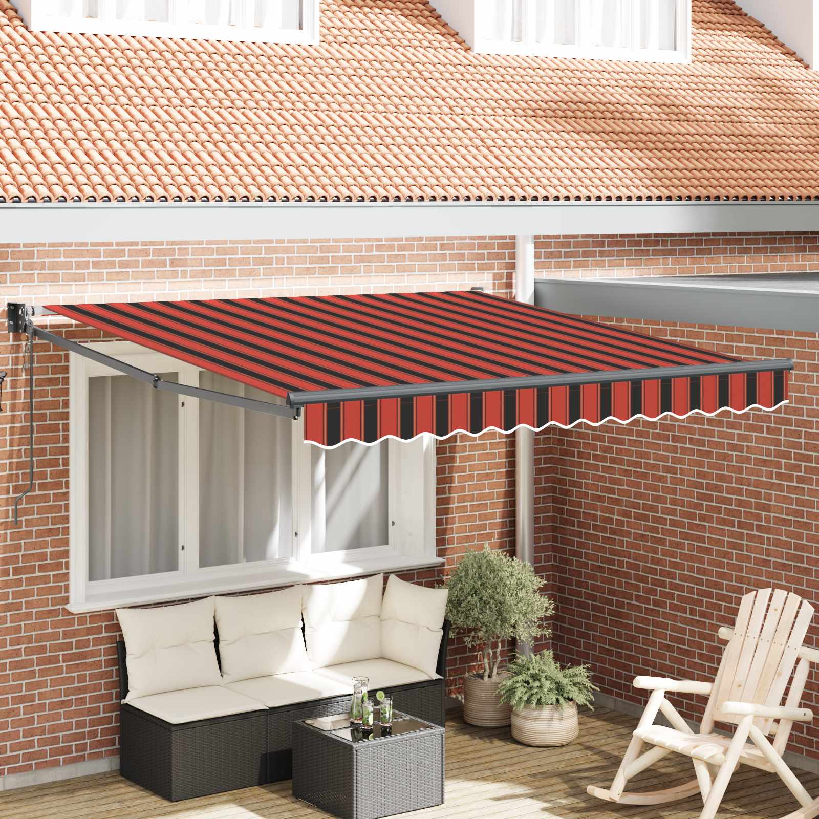 Tenda retrattile Rosso e Nero 350 x 250 x 165 cm