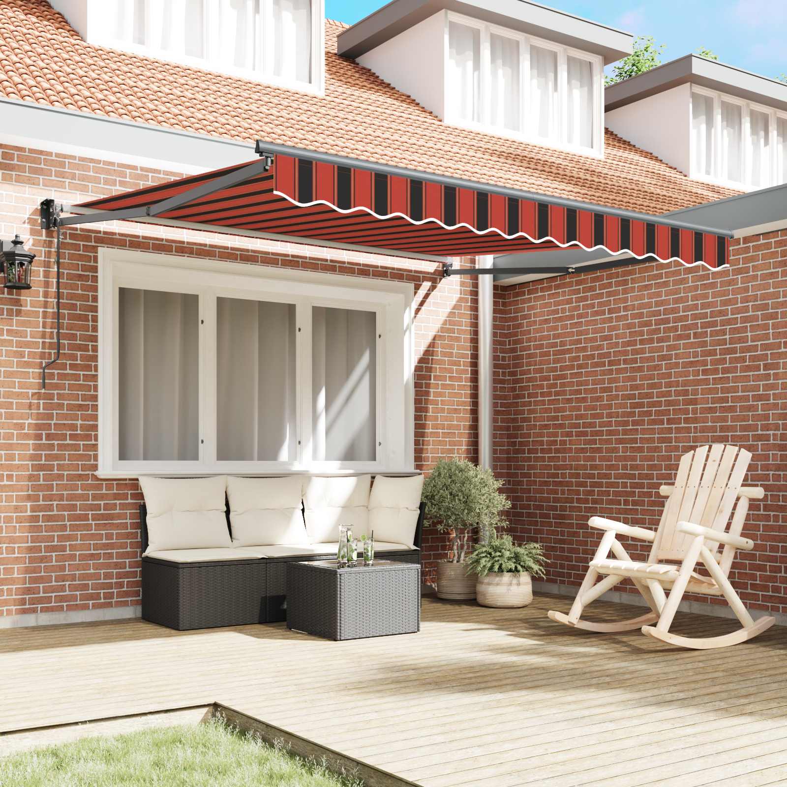 Tenda retrattile Rosso e Nero 350 x 250 x 165 cm