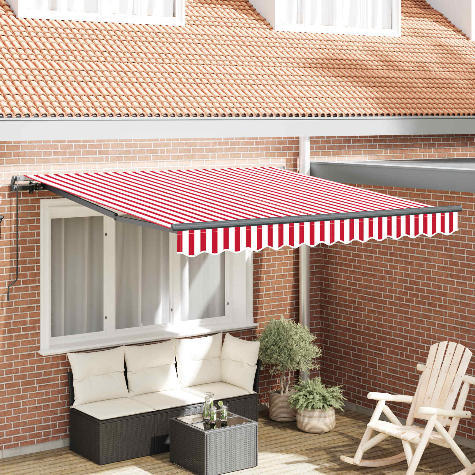 Tenda retrattile Rosso e Bianco 350 x 250 cm