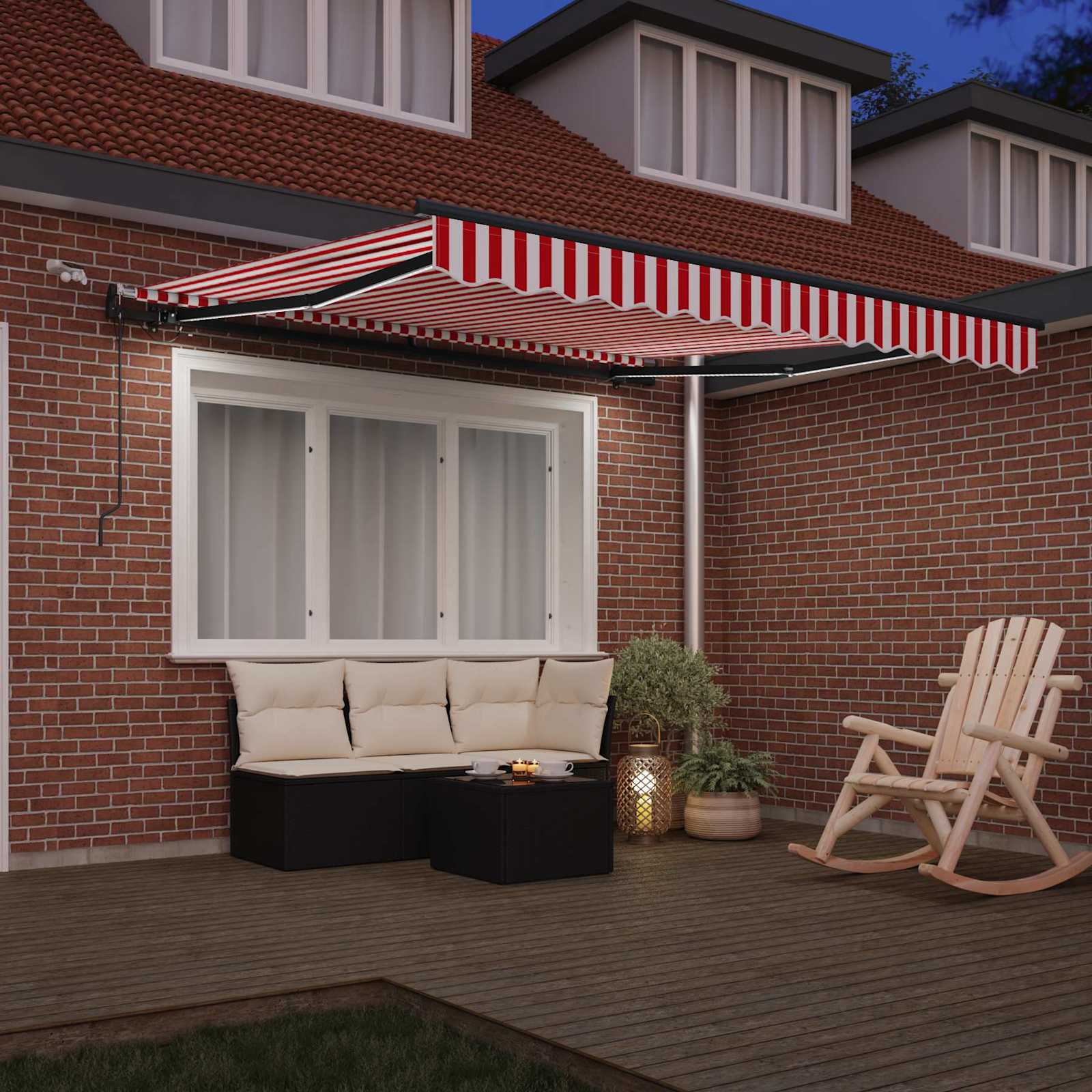 Tenda retrattile Rosso e Bianco 350 x 250 cm Poliestere