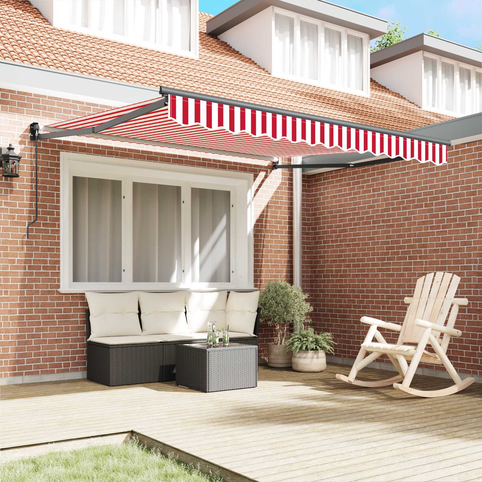 Tenda retrattile Rosso e Bianco 350 x 250 cm