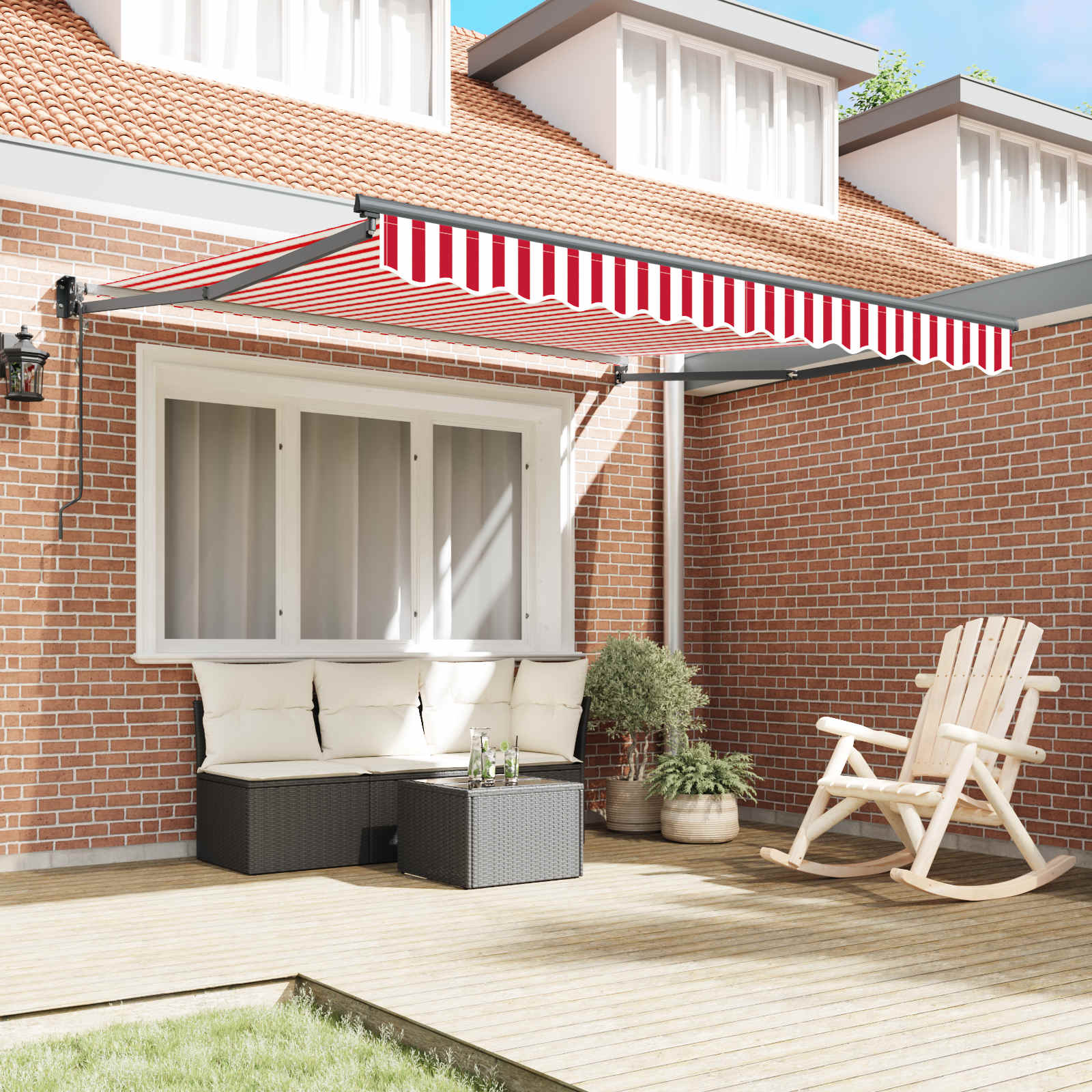 Tenda retrattile Rosso e Bianco 350 x 250 cm