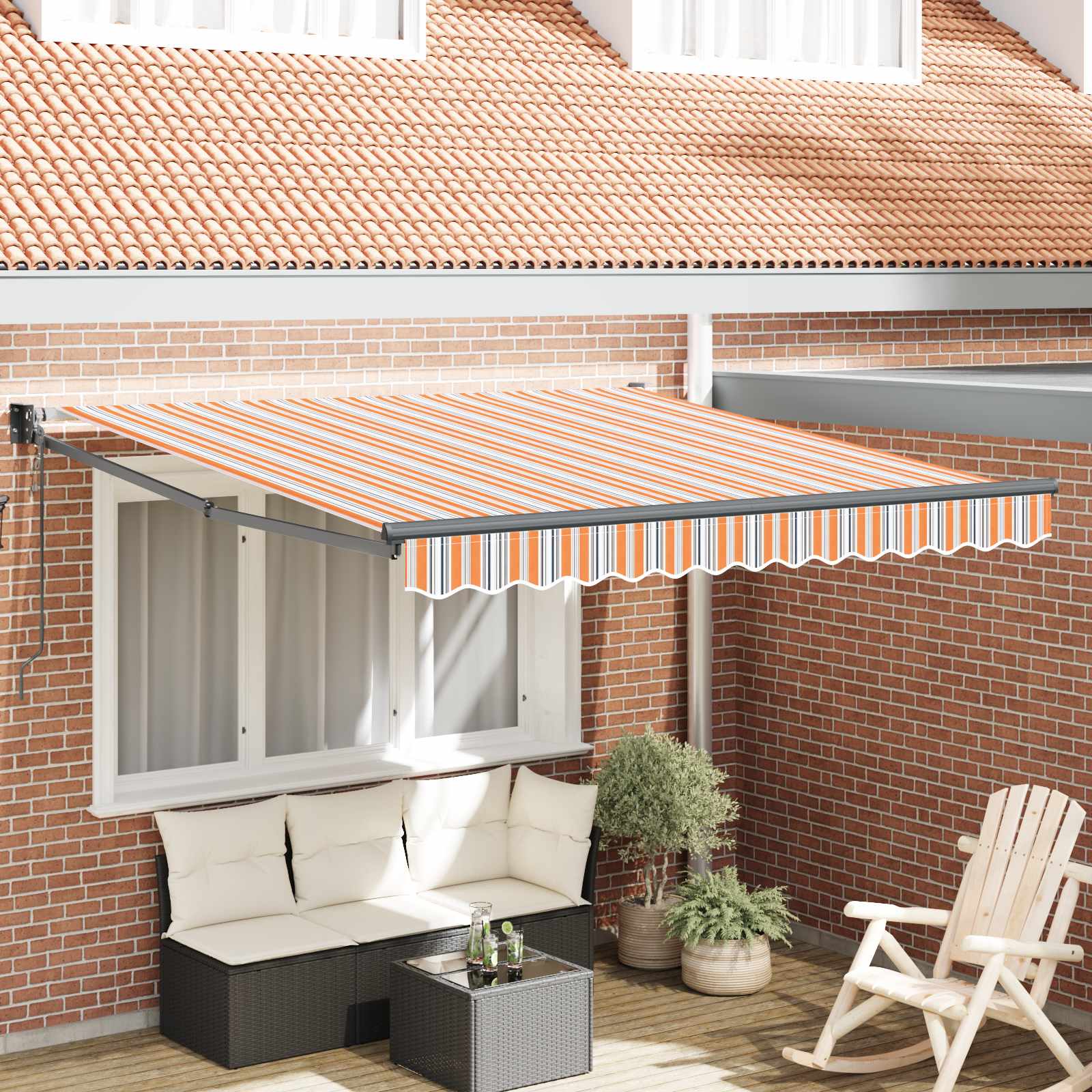 Tenda retrattile Multicolore 350 x 250 cm Poliestere e Metallo