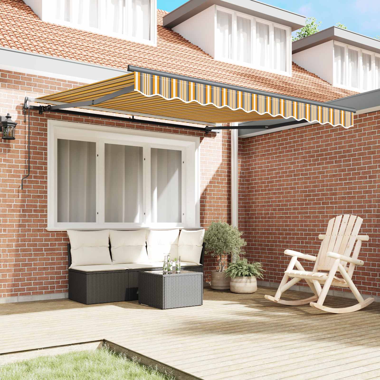 Tenda retrattile Multicolore 350 x 250 cm Tessuto e Alluminio
