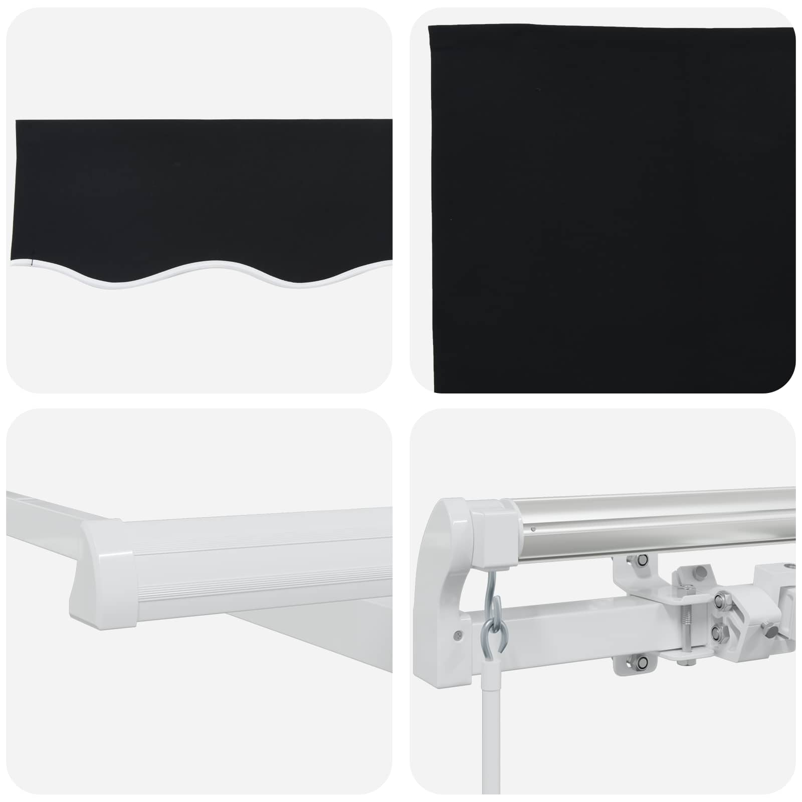 Tenda retrattile Nero 350 x 250 cm Poliestere e Alluminio